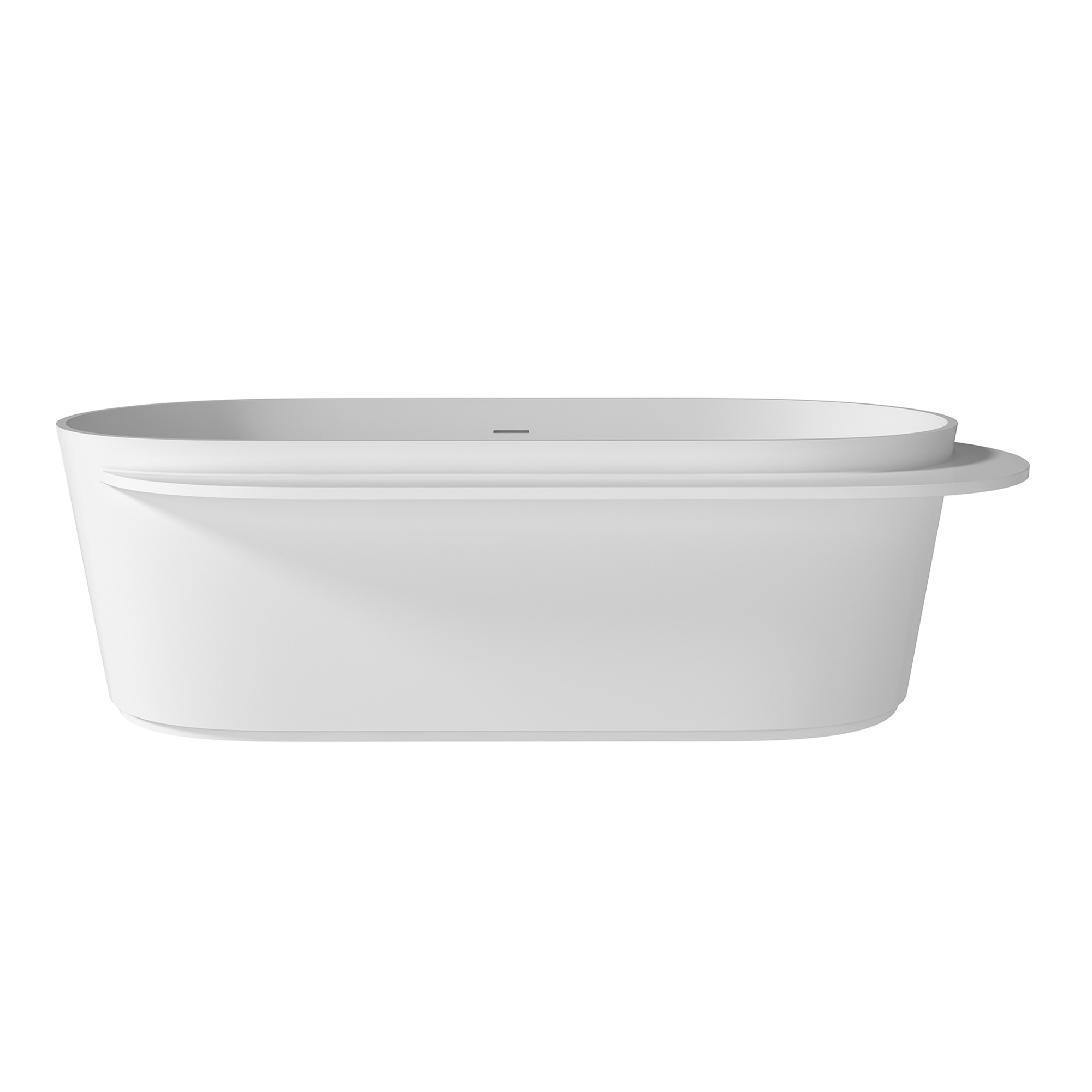 71 in. x 33 in. Solid Surface Stone Resin Freestanding Soaking Bathtub with Center Drain, Drainer, Hose in Matte White