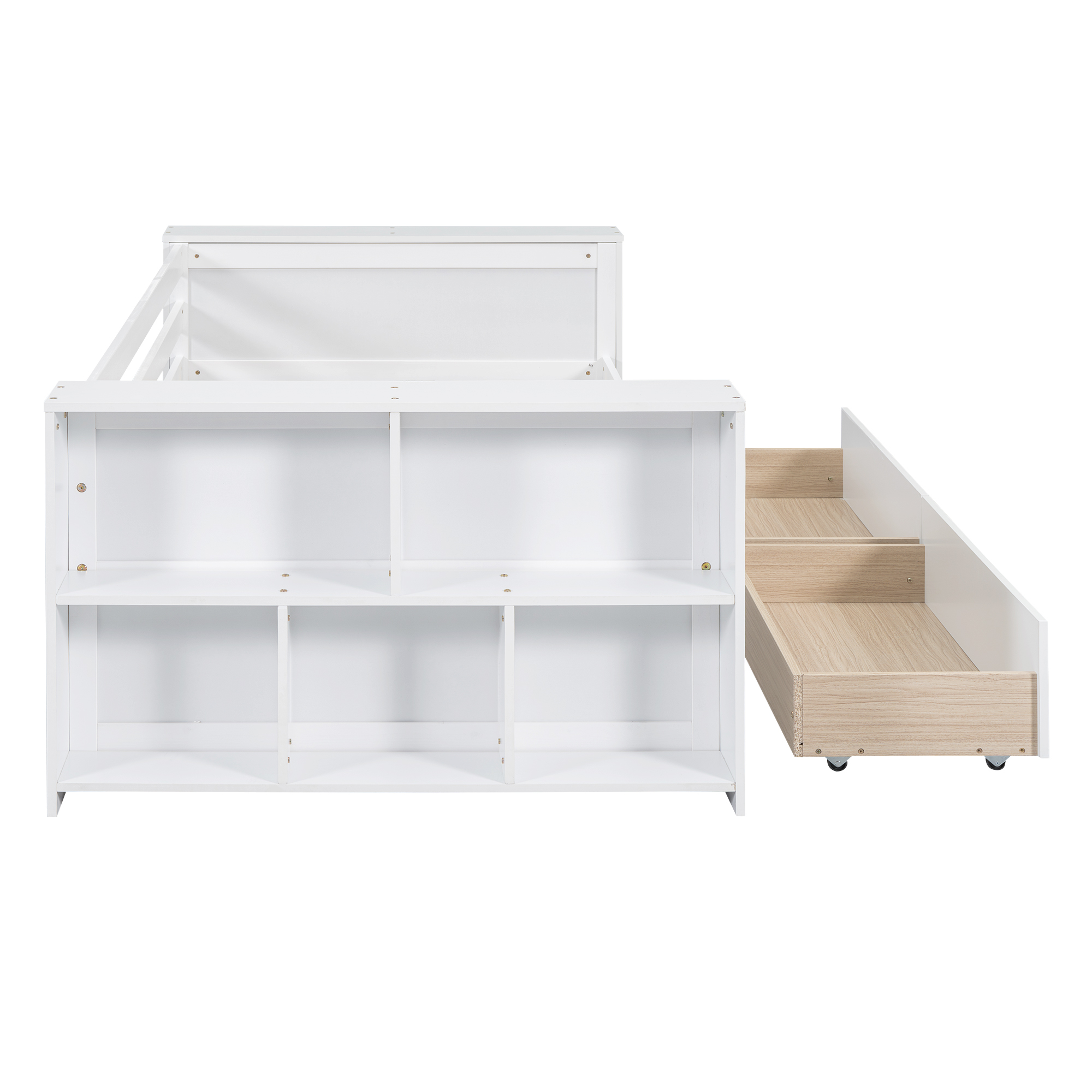 Twin Size Daybed with Shelves and Drawers, Gray/White