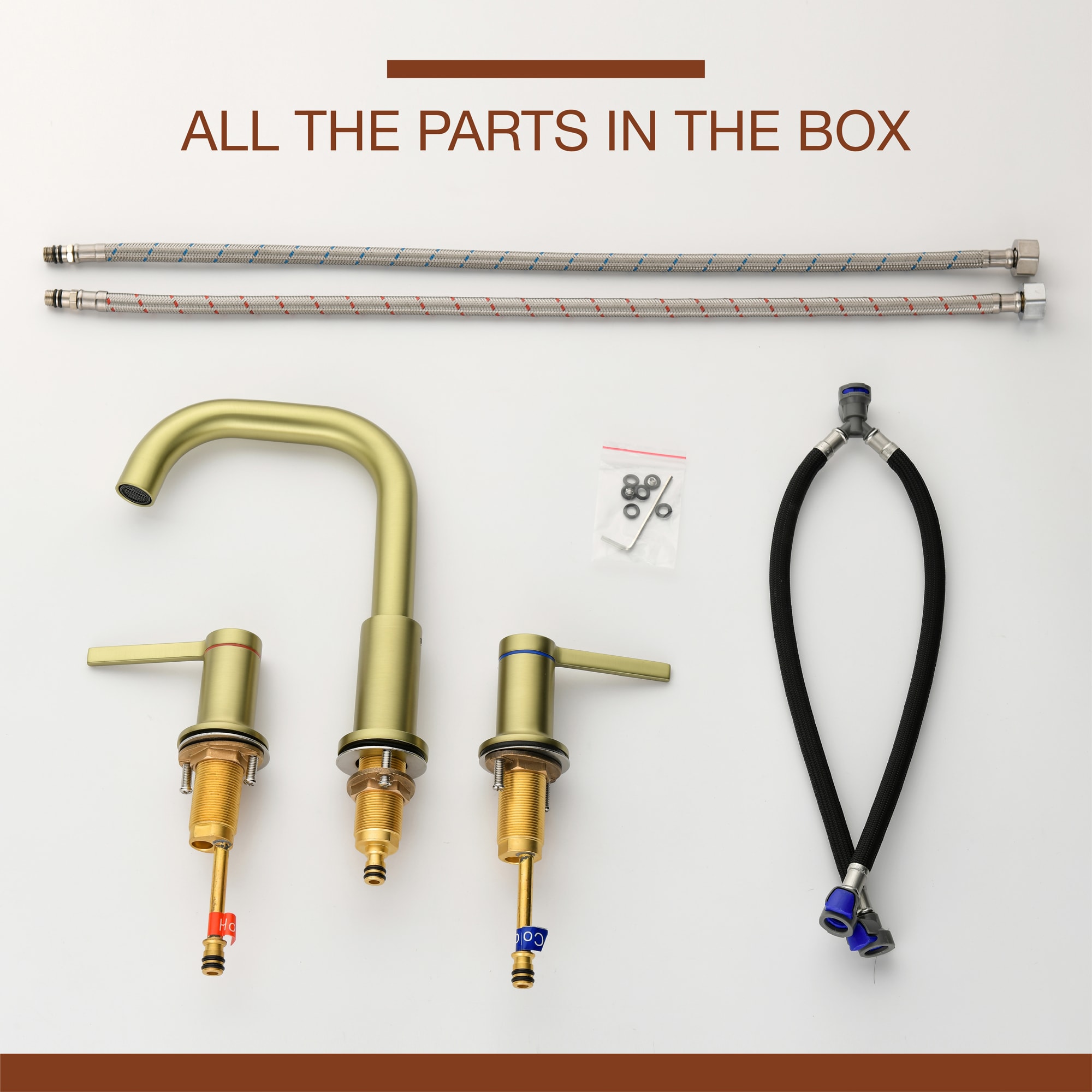 Mondawe Double Handle 8 Inch Brass 3 Hole Widespread Bathroom Sink Faucet-Mondawe