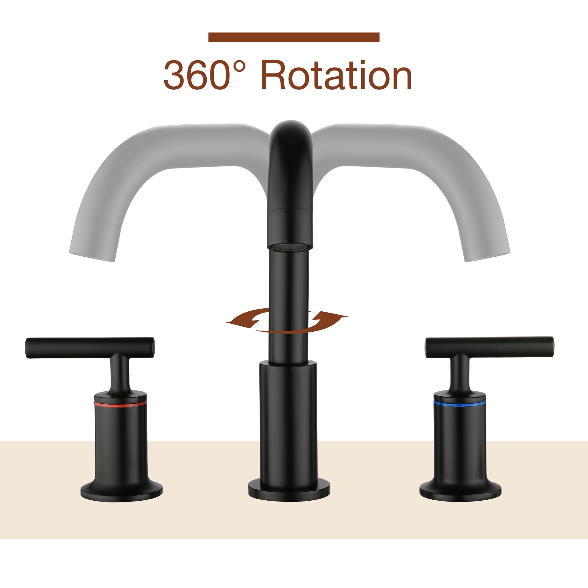 Mondawe 8-in Brass 3 Hole Widespread Double Handle Bathroom Sink Faucet in Black/Gold/Nickel-Mondawe