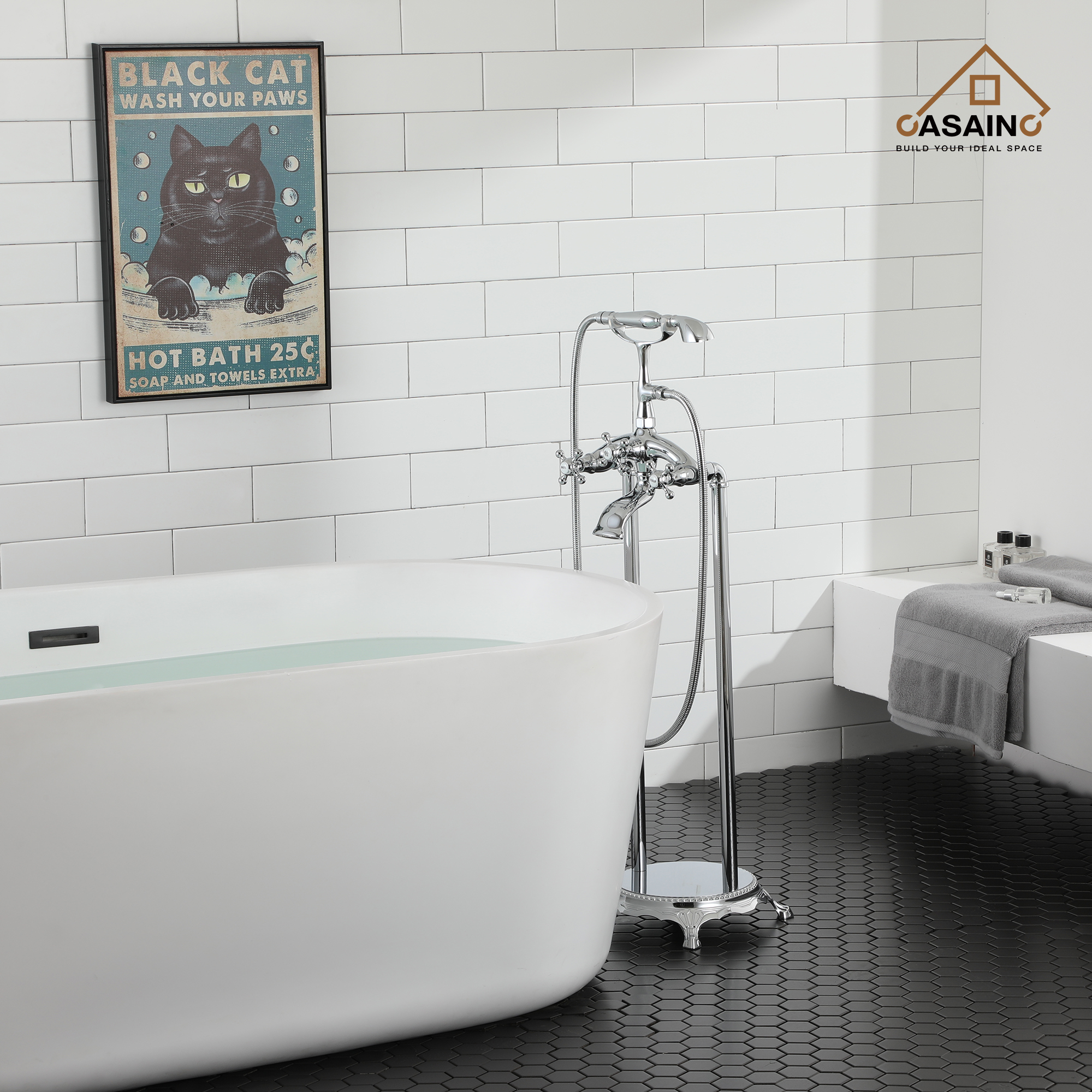 3-Handle Luxury Claw Foot Freestanding Tub Faucet in Chrome/Oil Rubbed Bronze