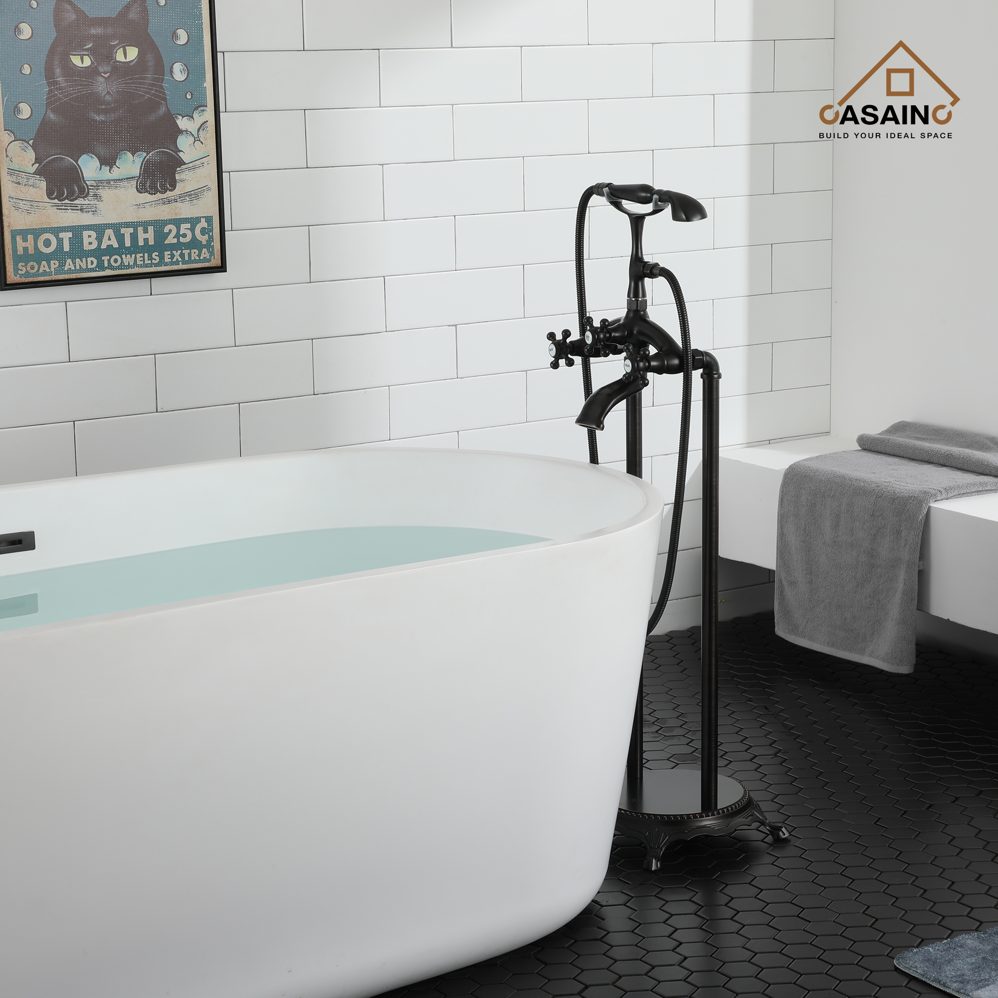 3-Handle Luxury Claw Foot Freestanding Tub Faucet in Chrome/Oil Rubbed Bronze