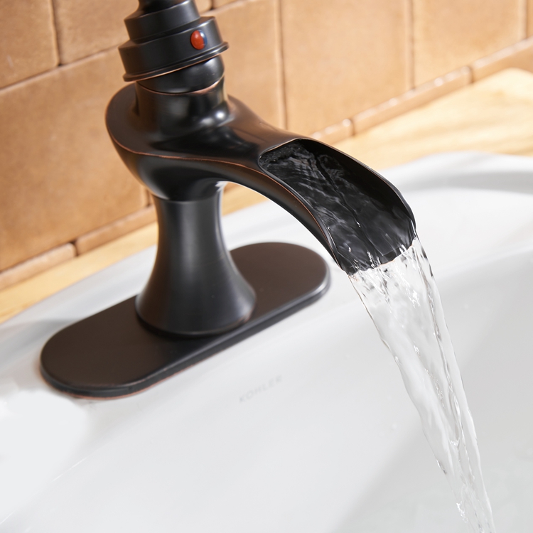 Boyel Living Single Handle Single Hole Bathroom Faucet with Deckplate Included, Pop Up Drain, Water Supply Hoses in Oil Rubbed Bronze/Brushed Nickel