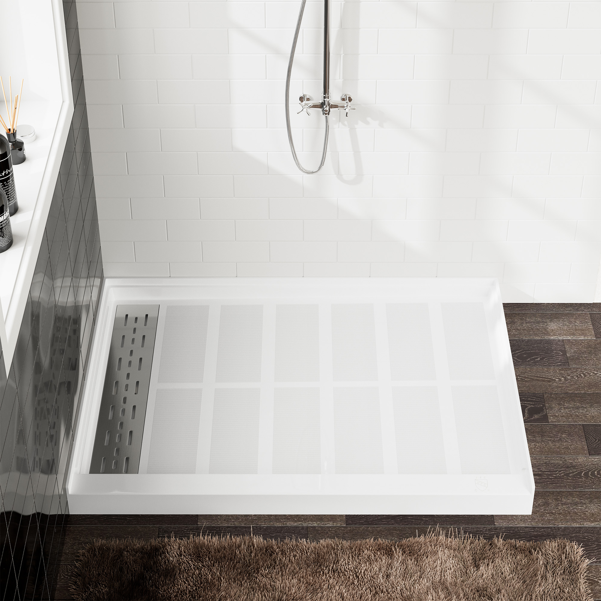 48"x36" SMC Solid White Shower Base with Non-Slip Surface, CUPC Certified