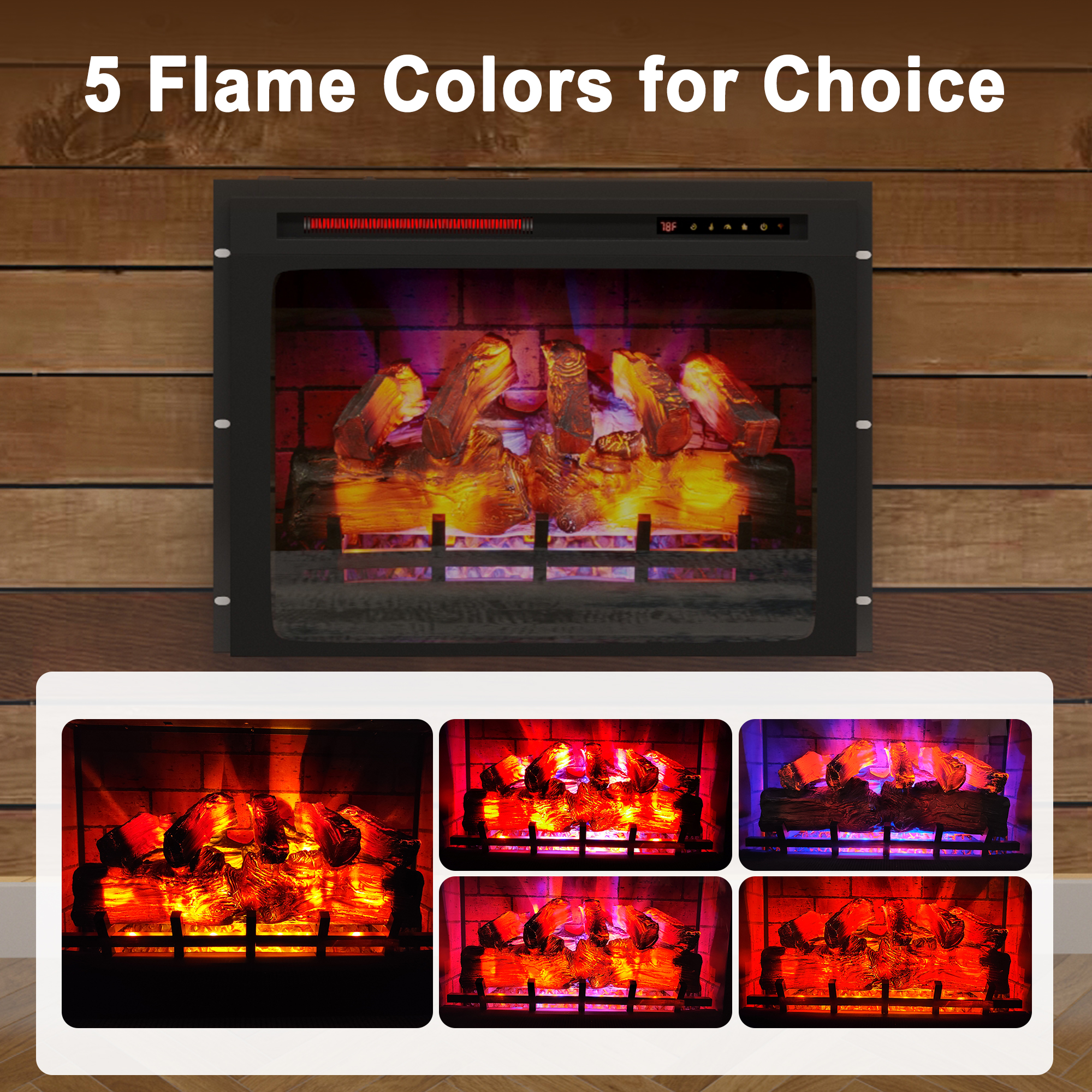 Mondawe 28 in. 5120 BTU Recessed Electric Fireplace with Double Overheat Protection & Remote Control and Touch Screen-Mondawe