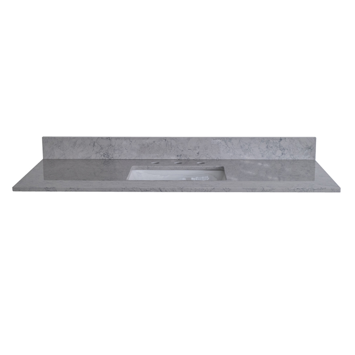 Montary 43 inches bathroom stone vanity top calacatta gray engineered marble color with undermount ceramic sink and 3 faucet hole with backsplash