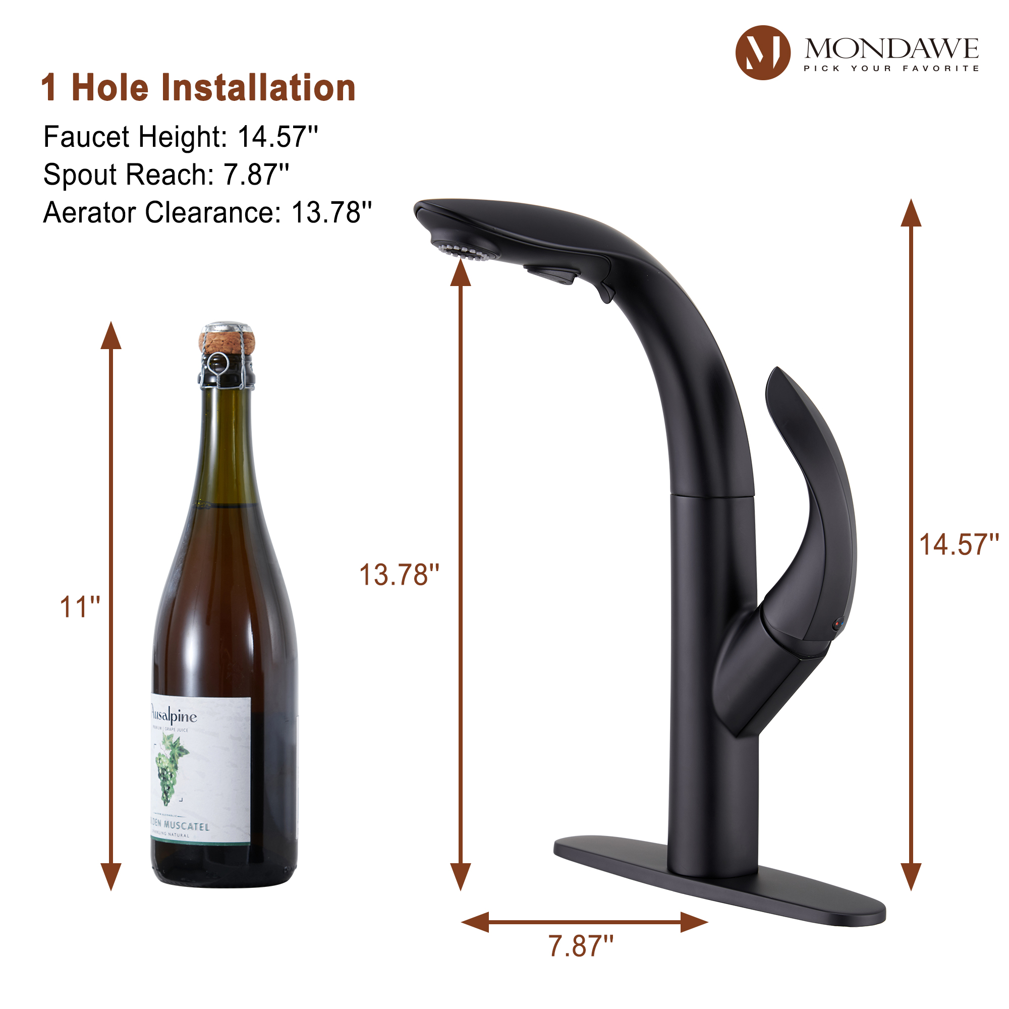 Mondawe 3-FunctionTulip High Arc Pull Down Single Handle Deck Mount Best Kitchen Faucets 2022-Mondawe