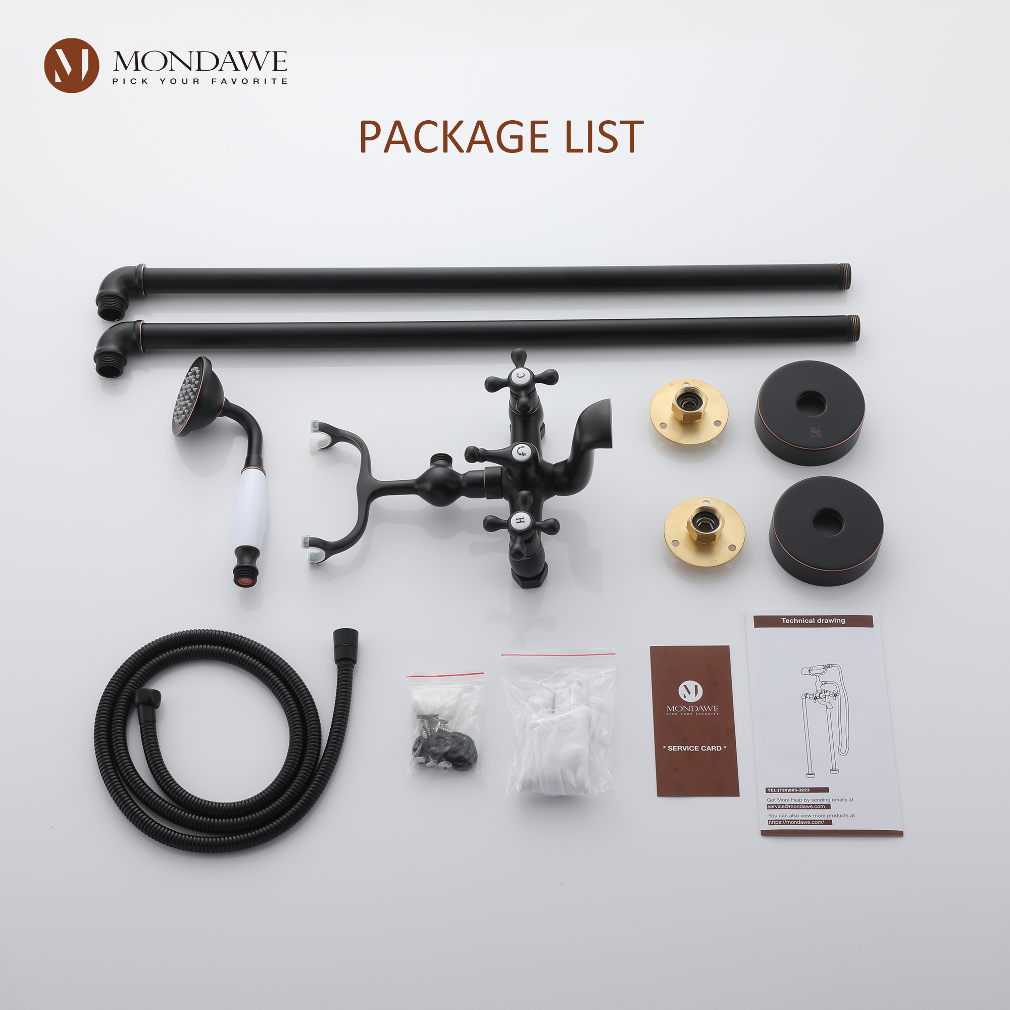 Mondawe 3-Handle Traditional Freestanding Bathtub Faucet(Oil Rubbed Bronze)-Mondawe