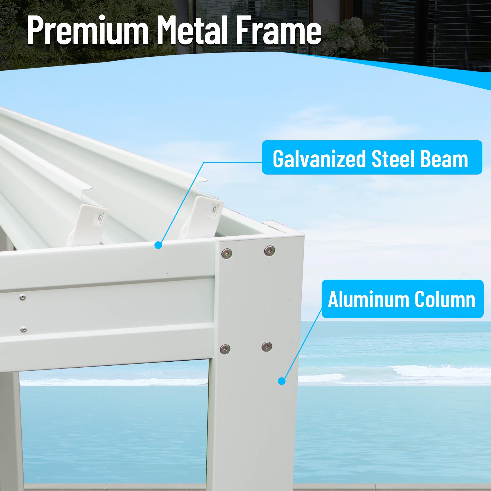 Louvered Pergola 10X10FT, Wood Grain Aluminum Pergola with Adjustable Roof, Wood Looking Aluminum Frame, Efficient Drainage System, Outdoor Pergola for Patio, Deck, Garden