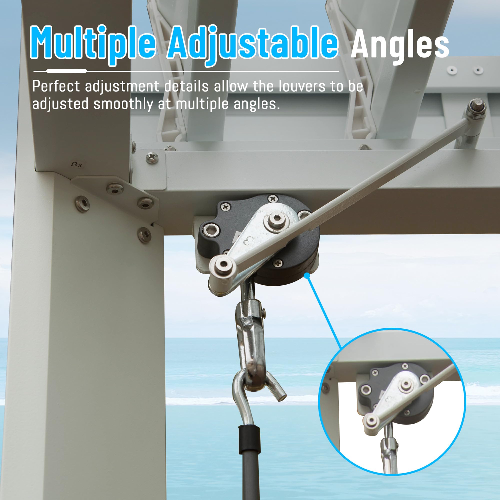 Louvered Pergola 10X10FT, Wood Grain Aluminum Pergola with Adjustable Roof, Wood Looking Aluminum Frame, Efficient Drainage System, Outdoor Pergola for Patio, Deck, Garden