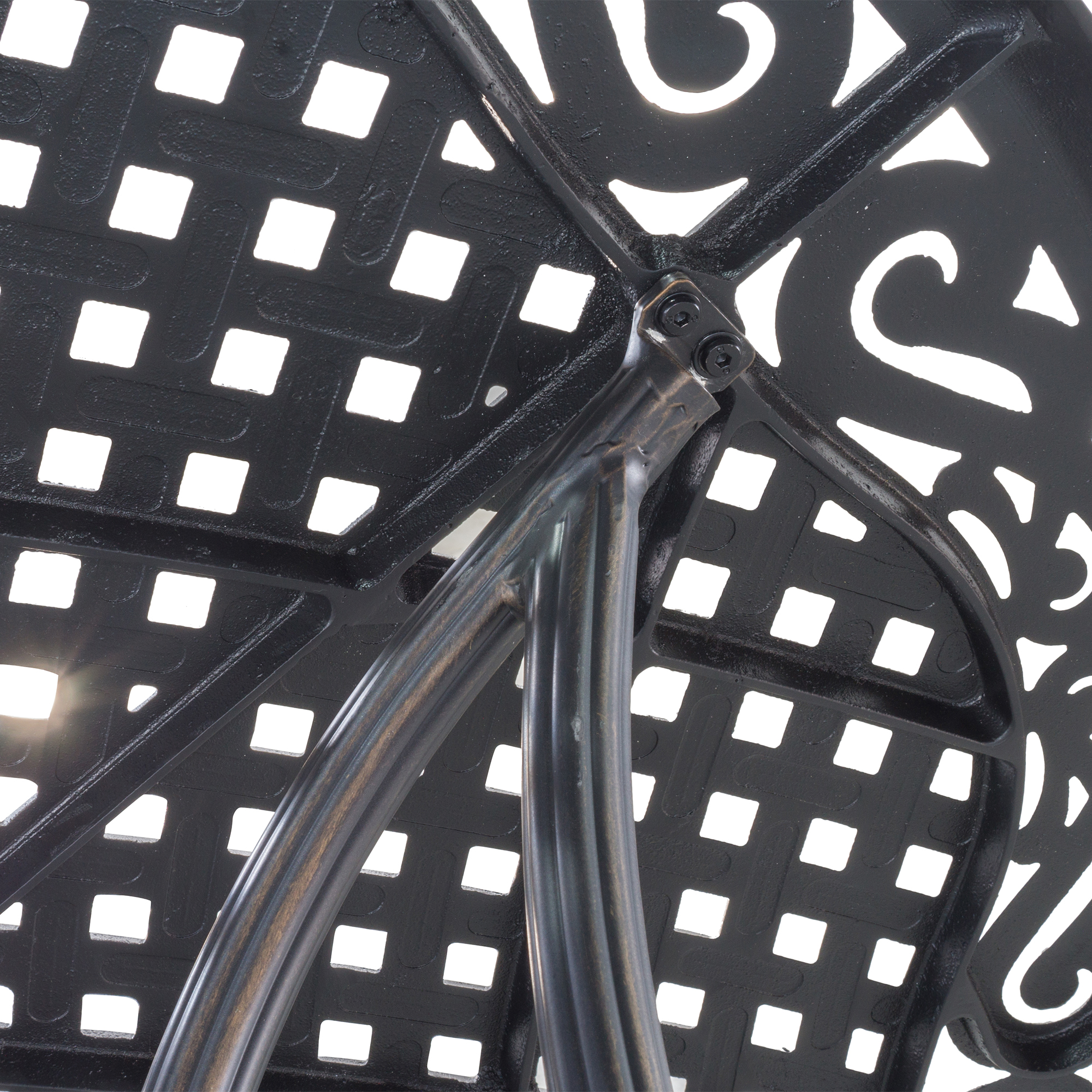 Mondawe 5-Piece Outdoor Patio Cast Aluminum Swivel Chair Set with Round Table(Brown)-Mondawe