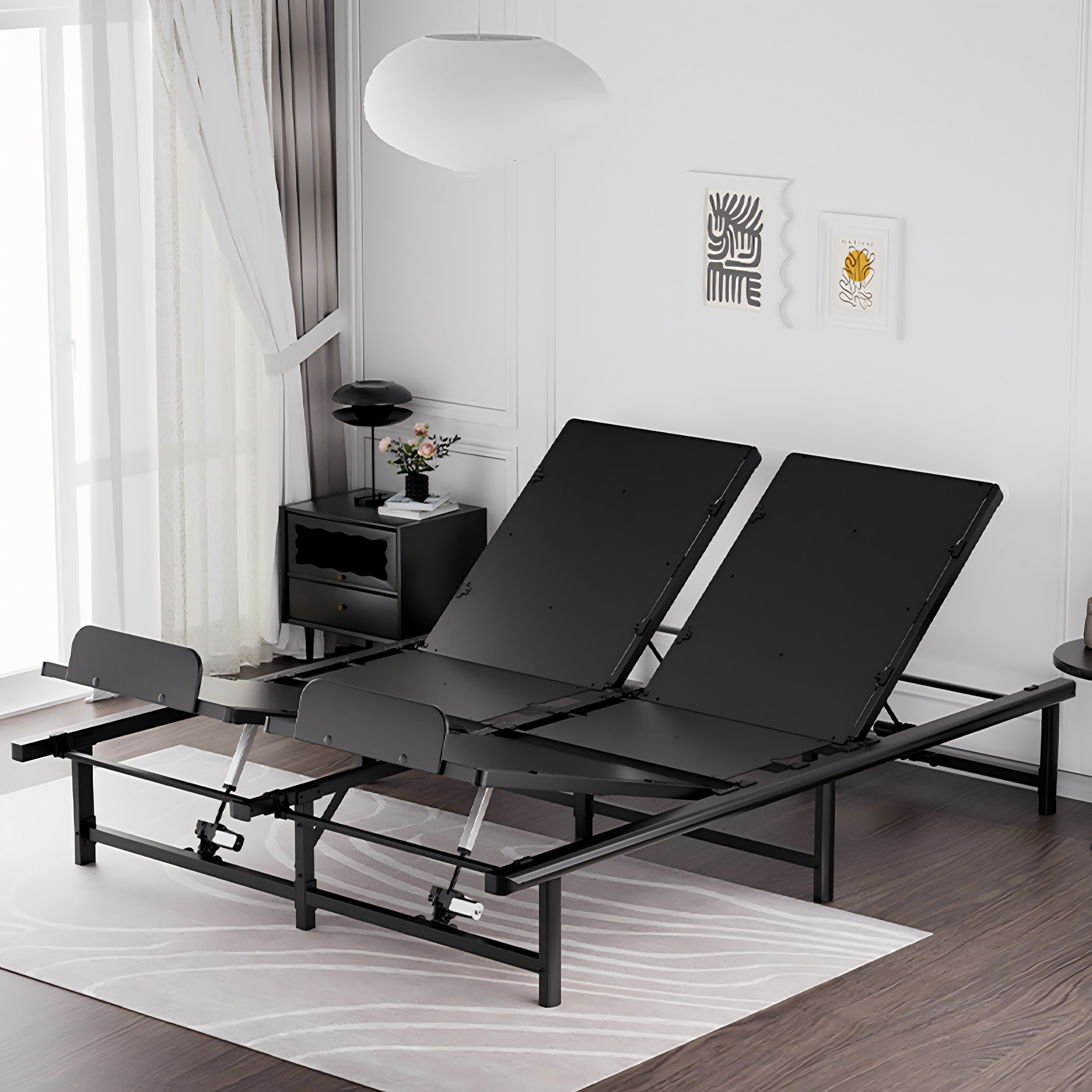 Adjustable Bed Frame, Queen Size - 4 Motor Design, Independent Head and Foot Incline, Zero Gravity, TV and Head-Tilt Presets, 600 lbs Capacity 