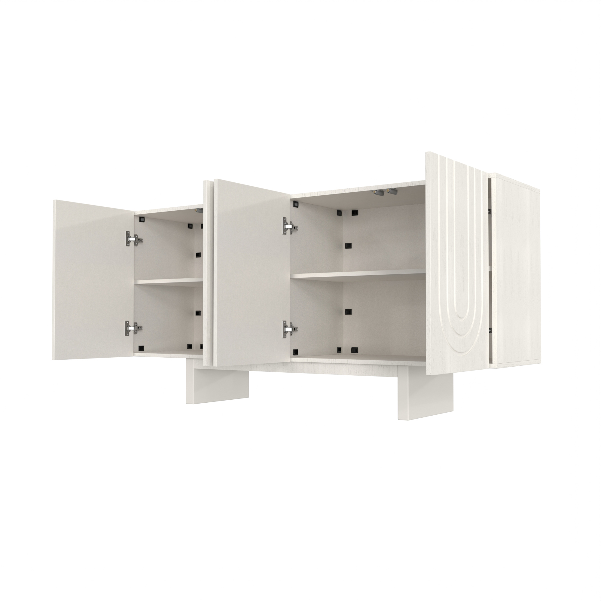 Dark Brown/White 4-Door 62.99 in. Wood Grain Buffet Sideboard with MDF Legs For Living Room, Foyer and Kitchen-Dining Room