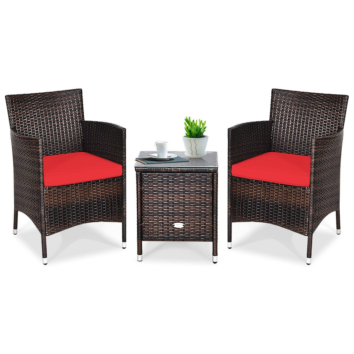 Mondawe 3 Pcs Outdoor Rattan Wicker Furniture Set-Mondawe