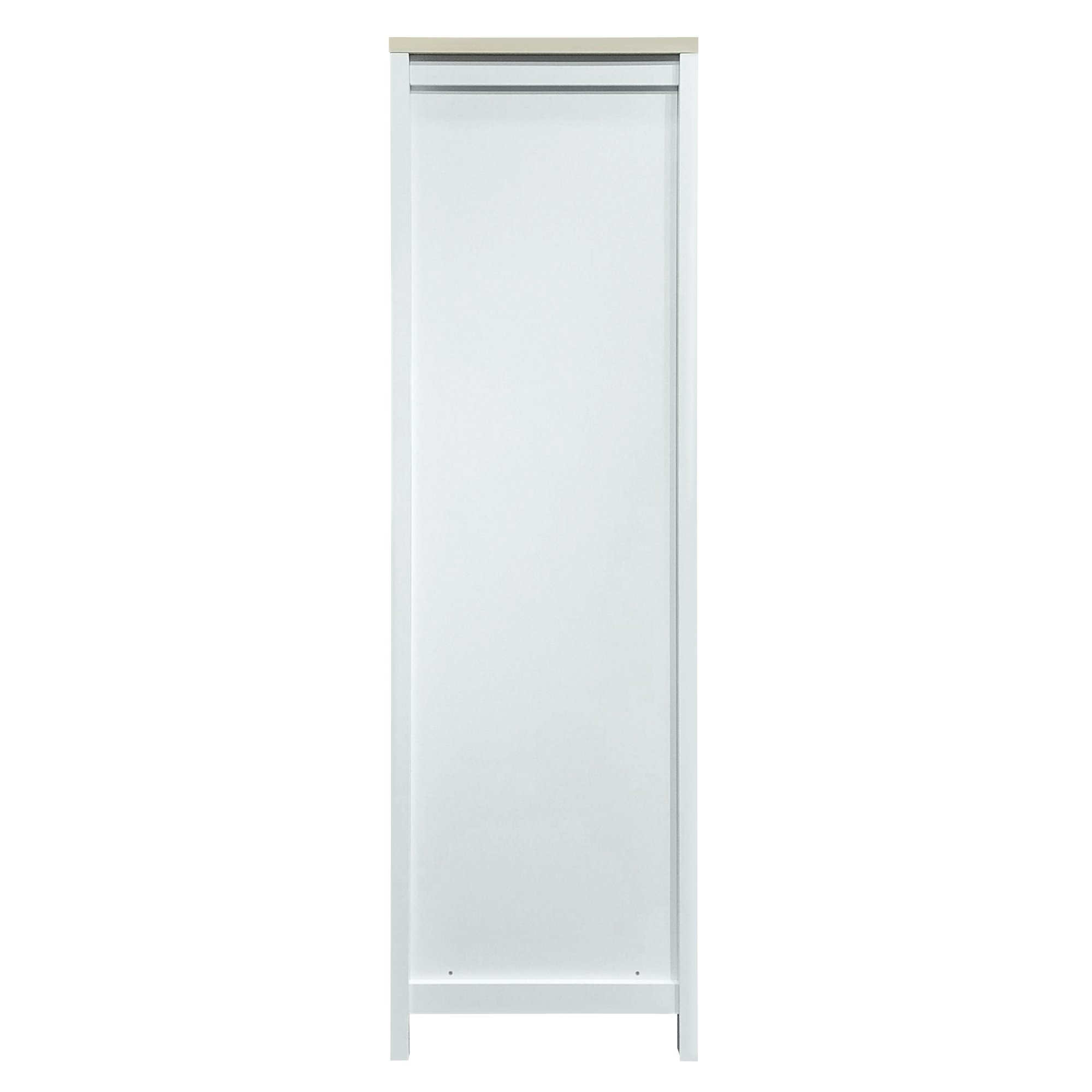 Bedroom Storage Wardrobe with Hanging Rods and 2 Drawers and Open Shelves,Sliding Door,White 