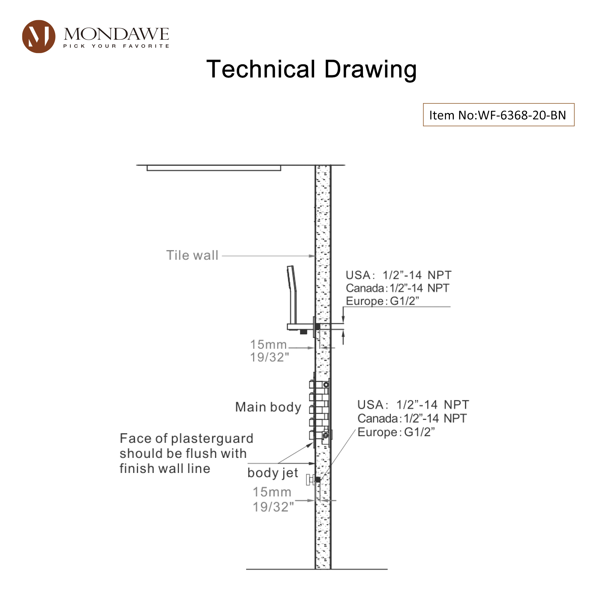 20 Inch Ceiling Mounted Rain Shower Head System Luxury 3-Spray Patterns Thermostatic Shower Faucets Sets Complete with 3-Function Shower Head and Solid Brass Handshower-Mondawe