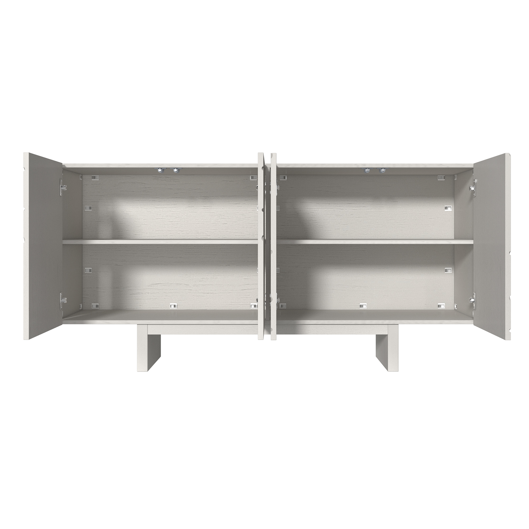 White/Brown MDF 4-Door 63 in. Wood Modern Grain Buffet Sideboard For Living Room, Foyer and Kitchen-Dining Room