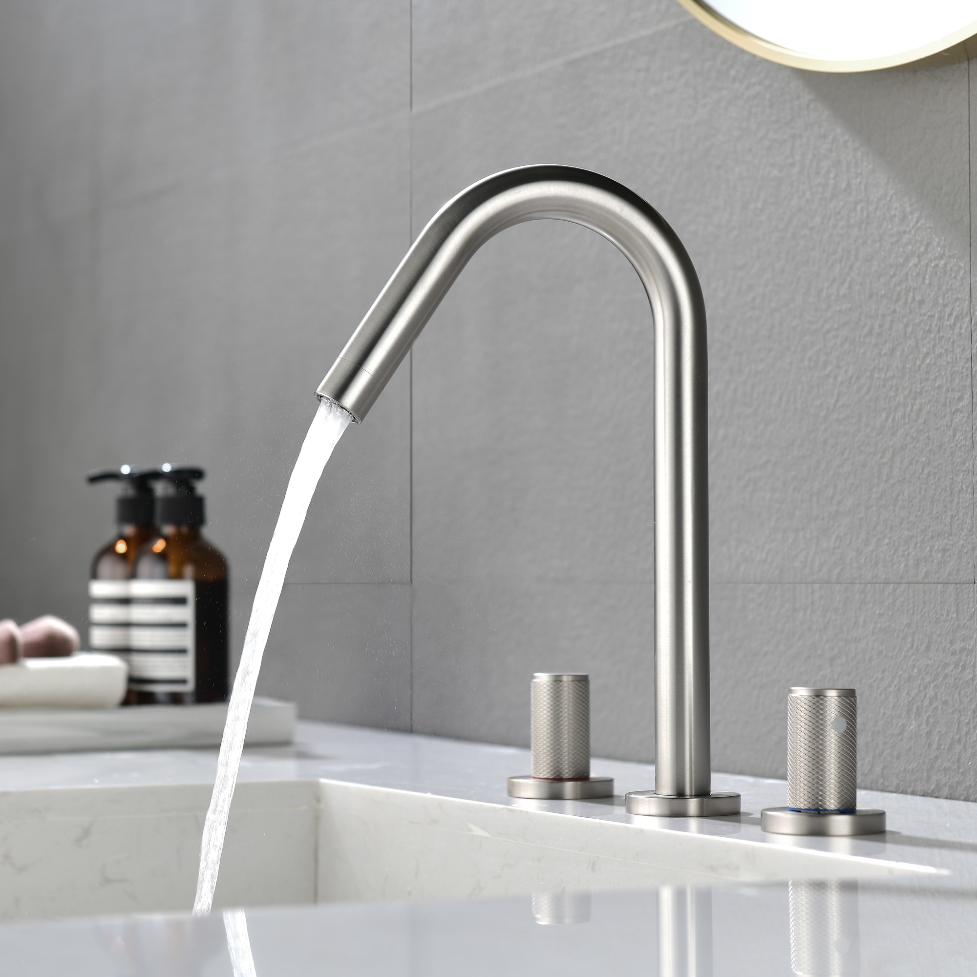 Mondawe Double Handle 8-Inch Center Wide-Spread Bathroom Faucet-Mondawe