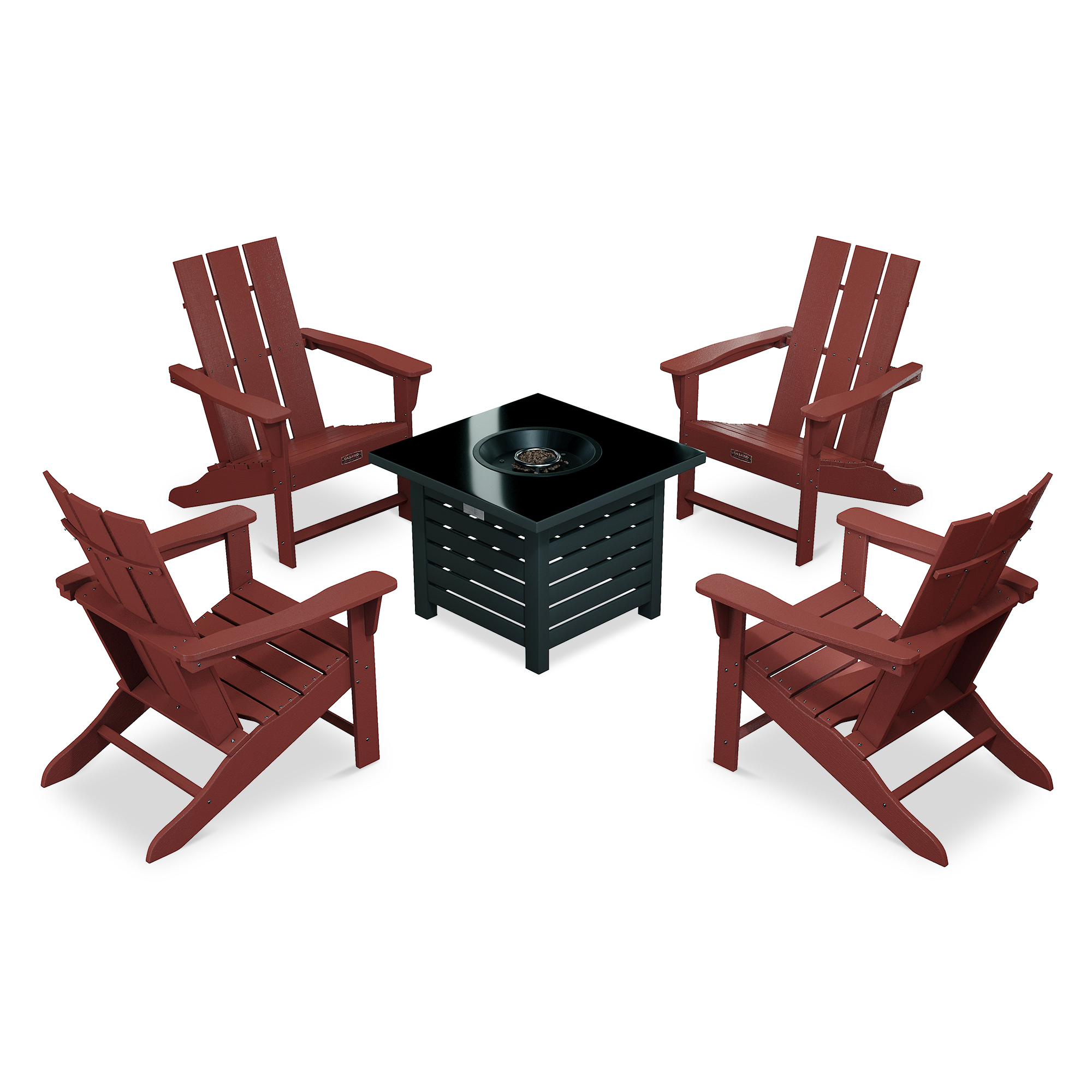 5-Piece / 3-Piece HDPE Adirondack Chairs Outdoor Conversation Set with 32-inch Propane Fire Pit Table