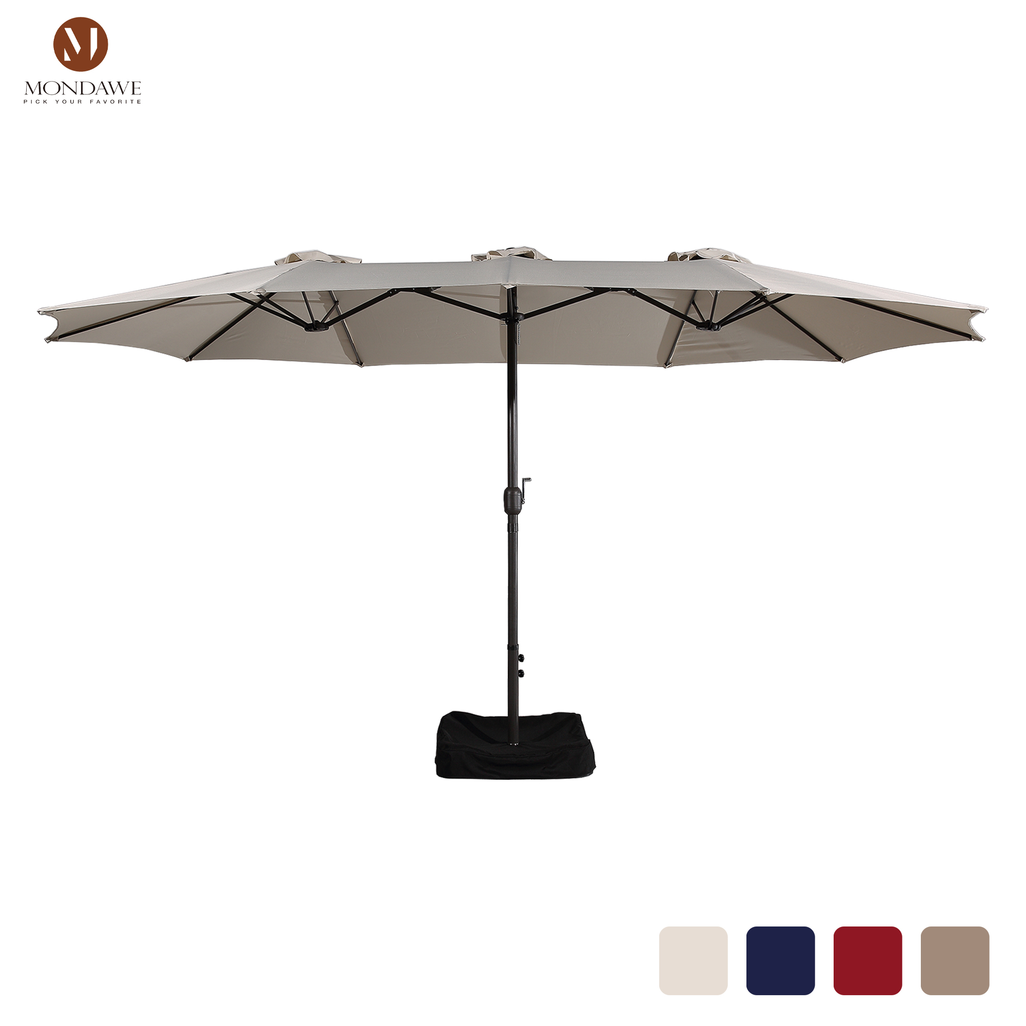 Mondawe 15ft Rectangular Patio Market Umbrella with Base-Mondawe