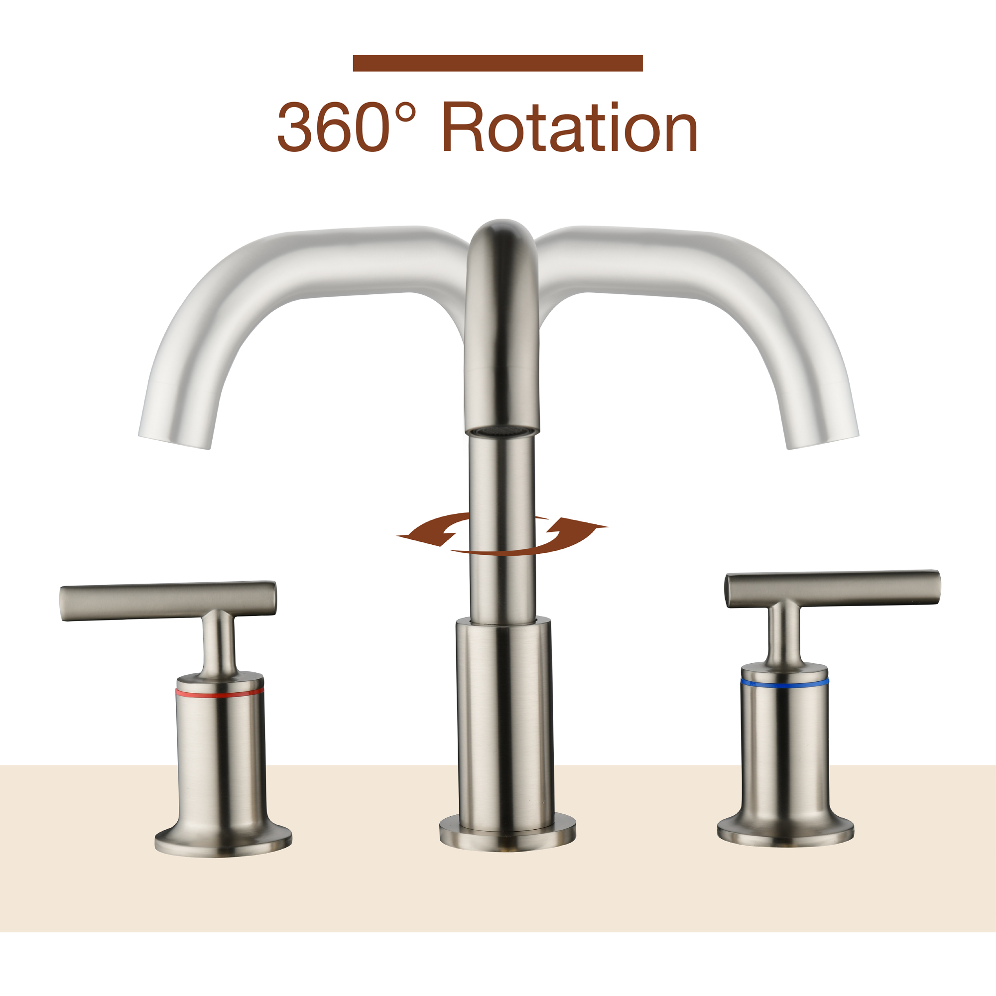 Mondawe 8-in Brass 3 Hole Widespread Double Handle Bathroom Sink Faucet in Black/Gold/Nickel-Mondawe