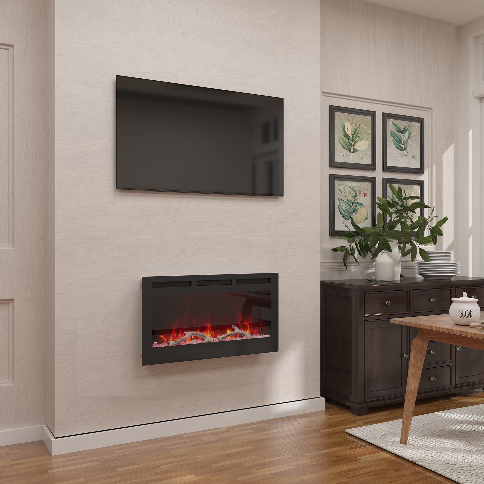 36/42/60/72 in. 4780 BTU Recessed/Wall-mounted Electric Fireplace