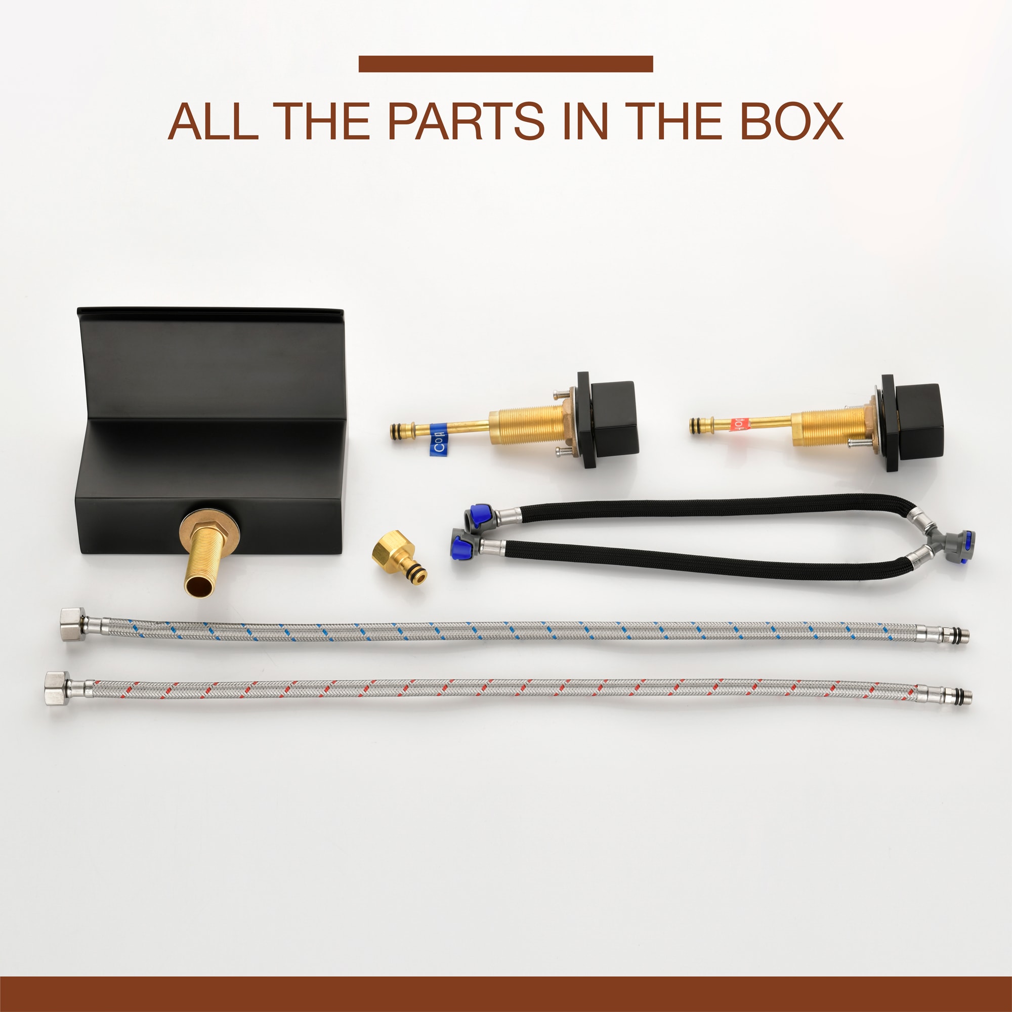 Mondawe Double Handle 8-Inch Center Wide-Spread Bathroom Faucet in Black/Gold/Nickel-Mondawe