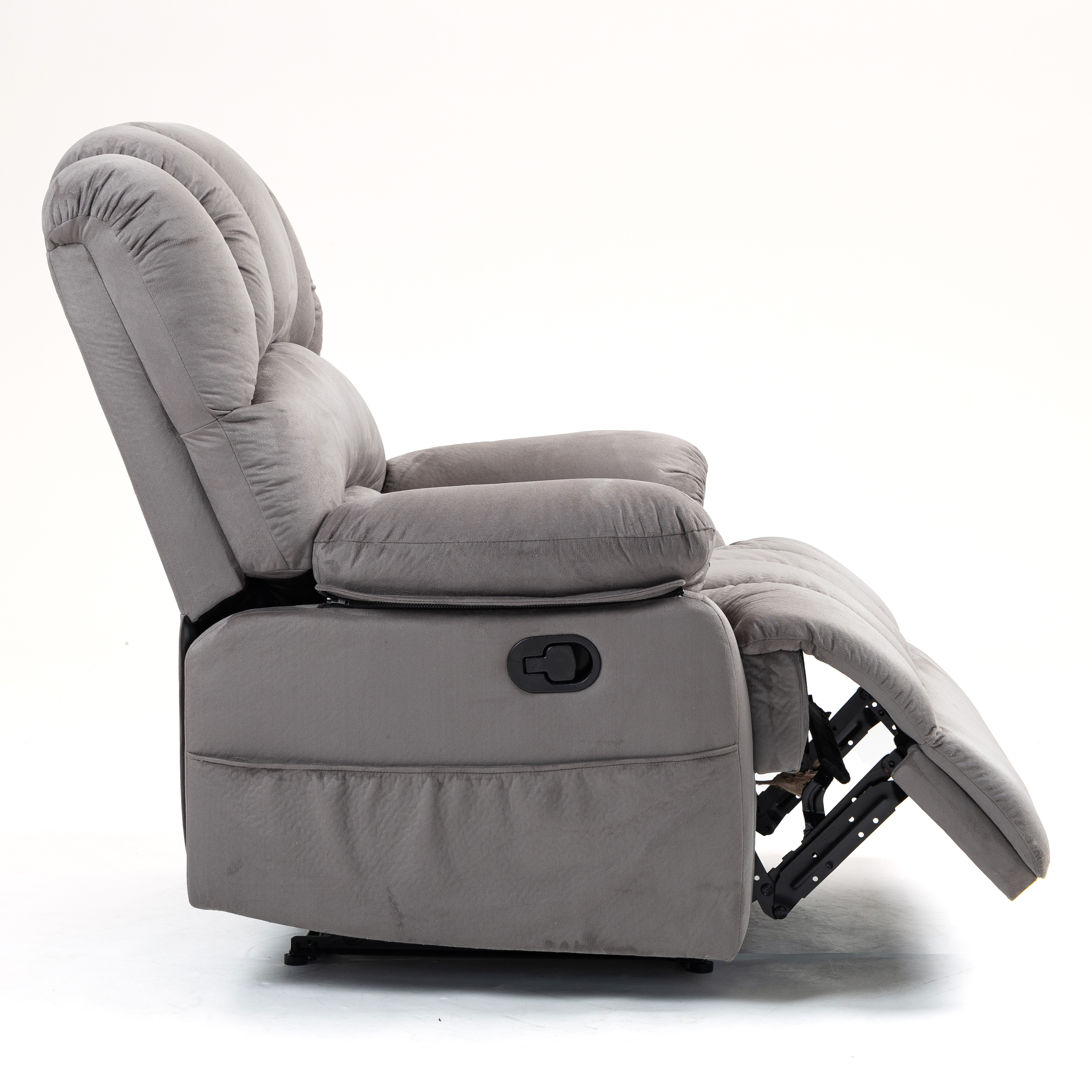 Large Manual Recliner Chair in Fabric for Living Room, Beige/Dark Gray/Yellow/Grey