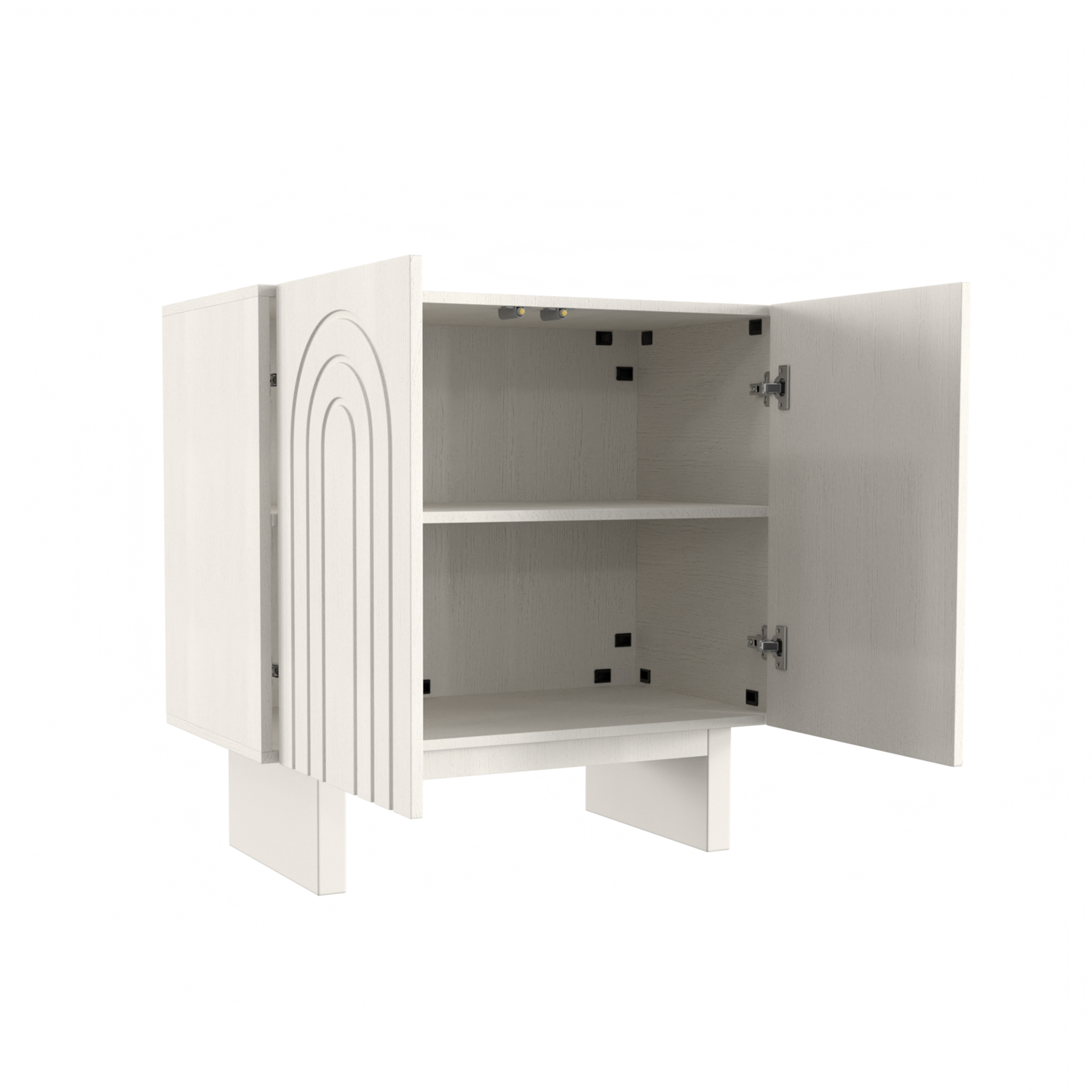 Dark Brown/White MDF 2-Door 31.5 in. Wood Grain Buffet Sideboard For Living Room, Foyer and Kitchen-Dining Room