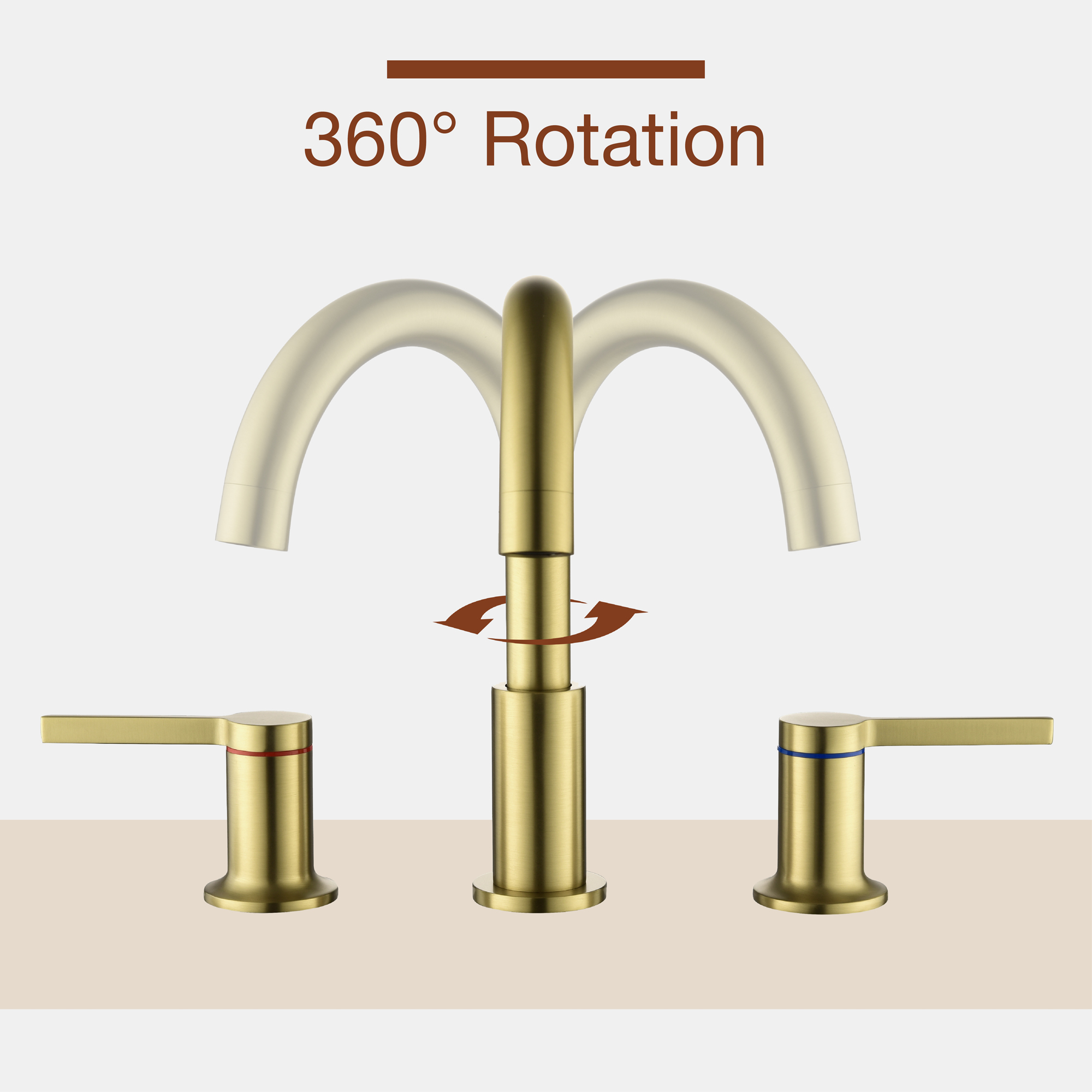 Mondawe Double Handle 8 Inch Brass 3 Hole Widespread Bathroom Sink Faucet in Black/Gold/Nickel-Mondawe