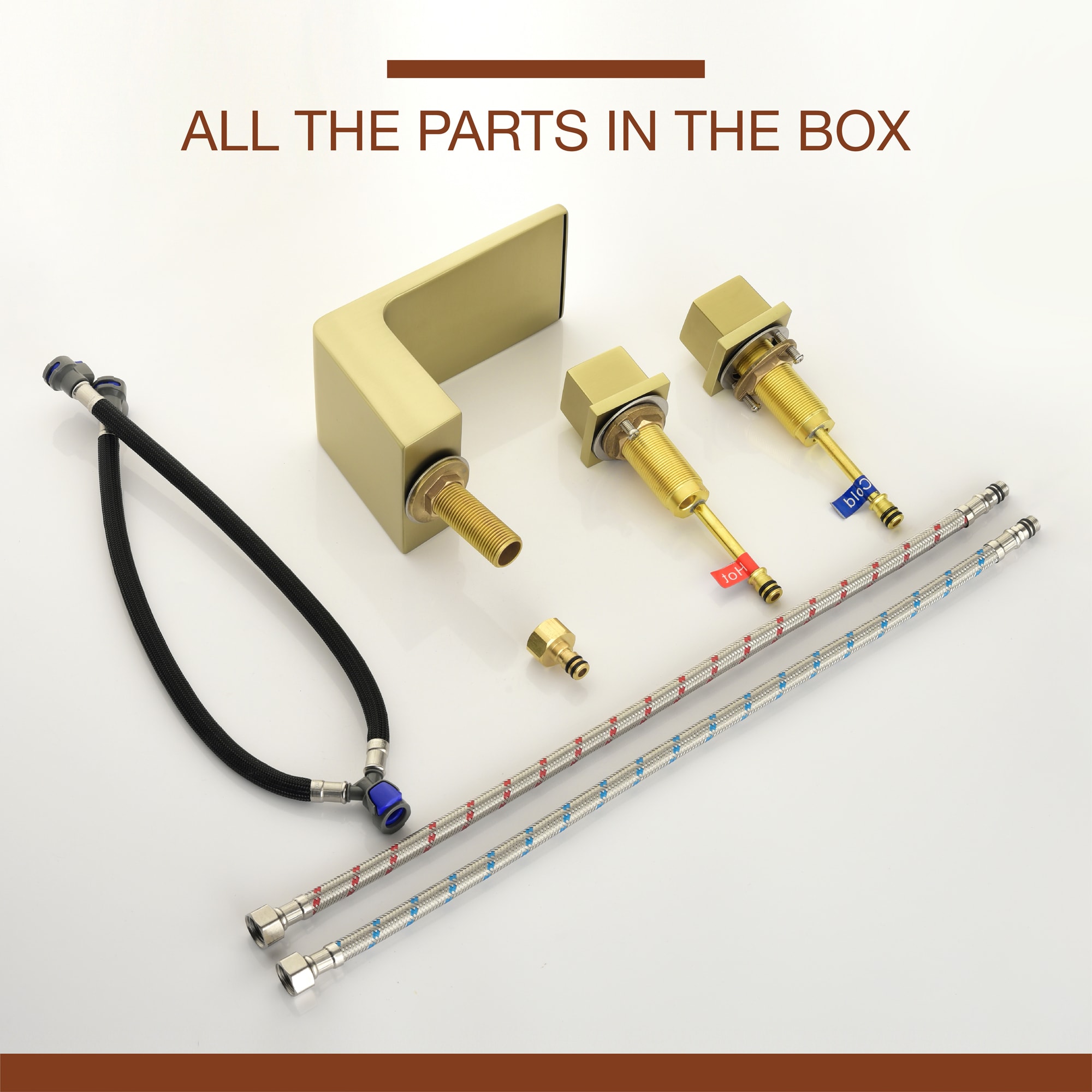 Mondawe Double Handle 8-Inch Center Wide-Spread Bathroom Faucet(Black/Gold/Nickel/Gray)-Mondawe