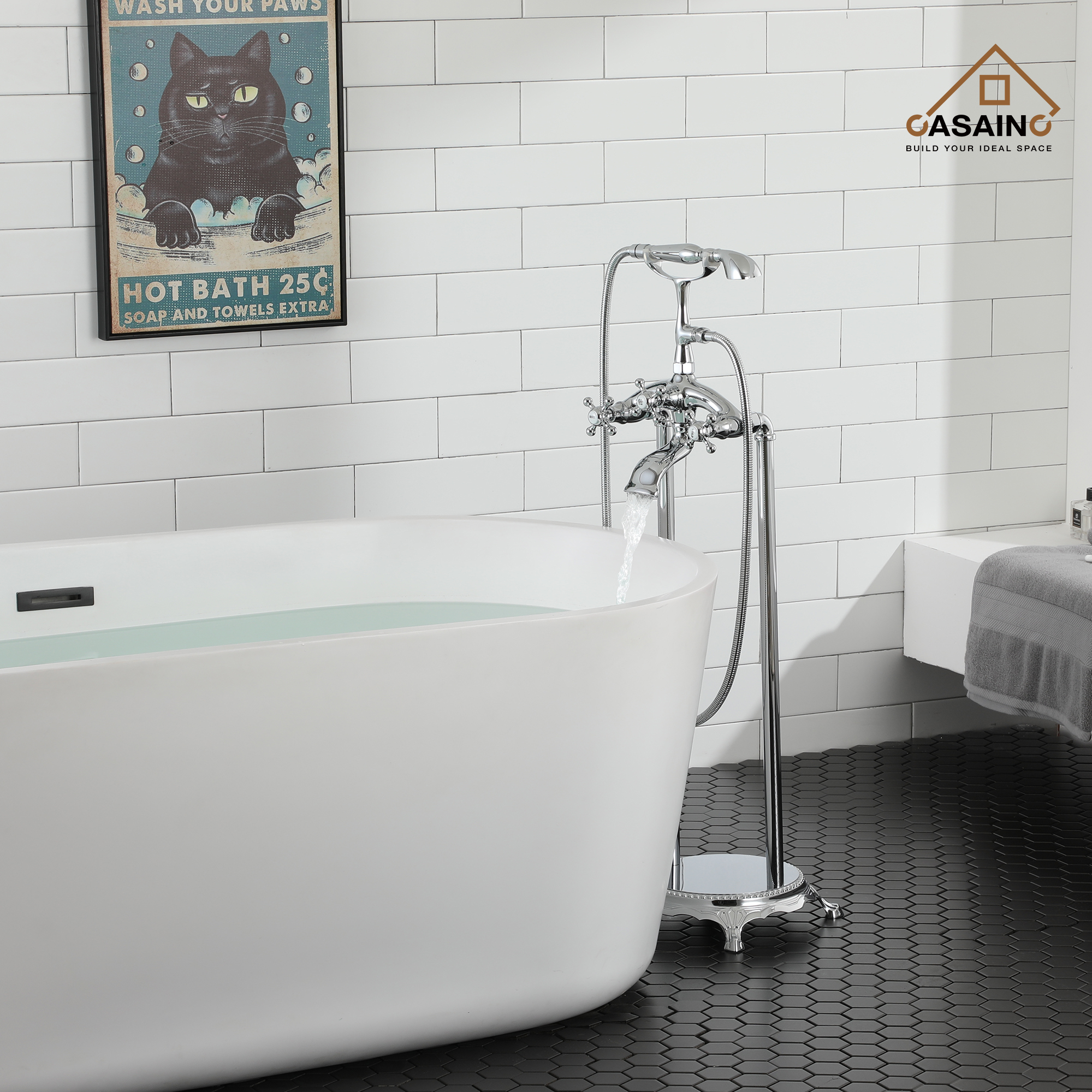 3-Handle Luxury Claw Foot Freestanding Tub Faucet in Chrome/Oil Rubbed Bronze