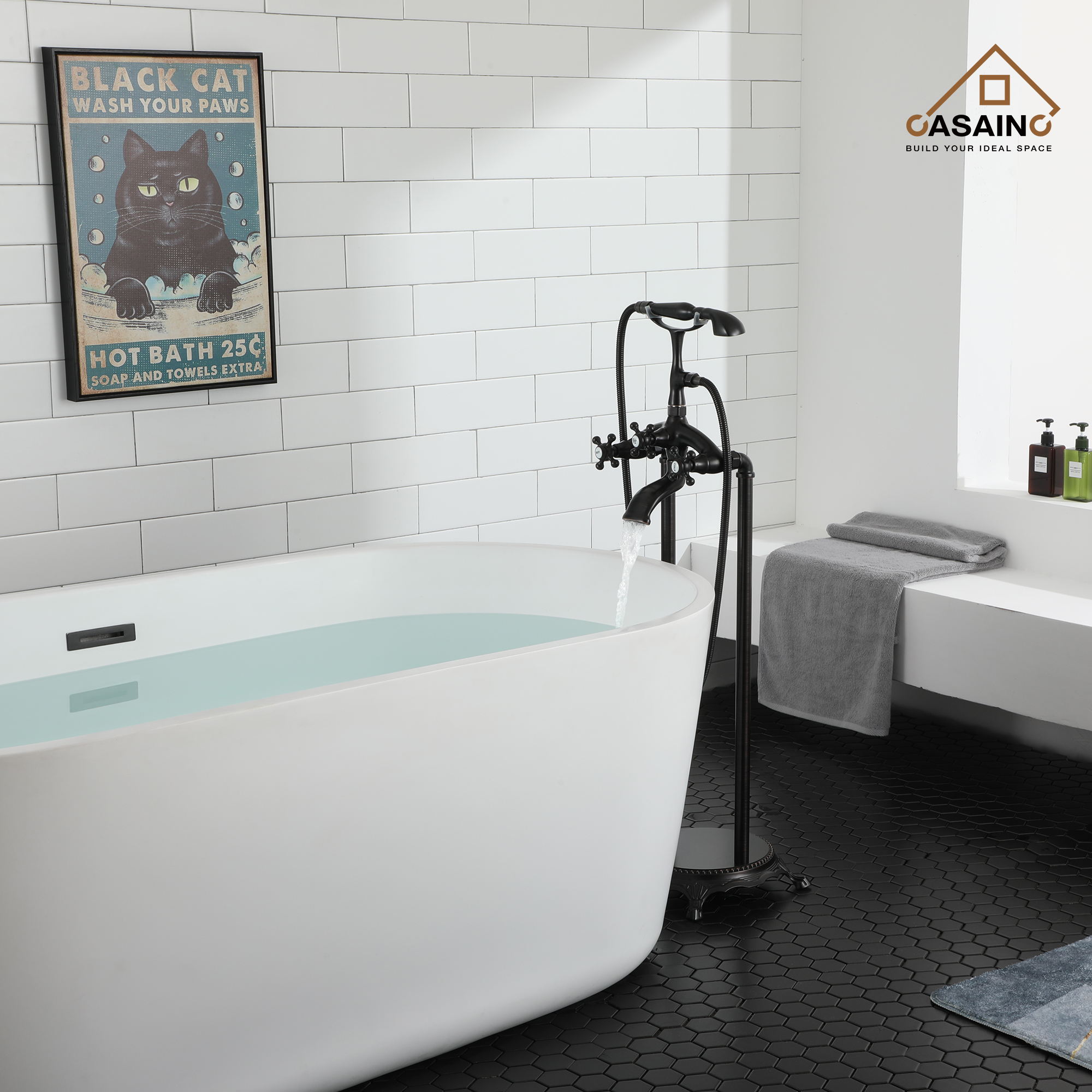 3-Handle Luxury Claw Foot Freestanding Tub Faucet in Chrome/Oil Rubbed Bronze