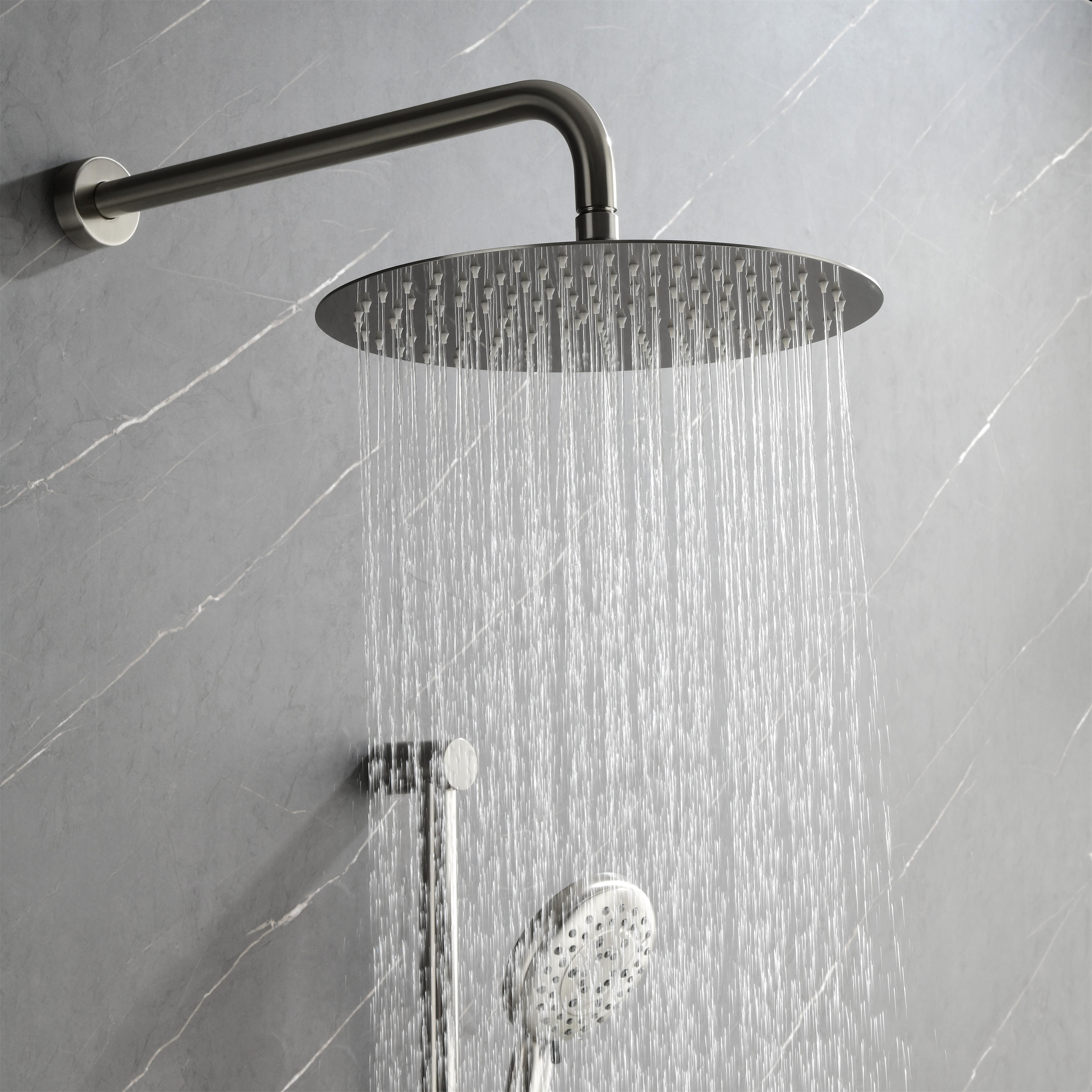 3-Spray Square High Pressure Deluxe Wall Bar Shower Kit with Slide Bar and 3-Body Spray in Brushed Nickel/Matte Black-Mondawe