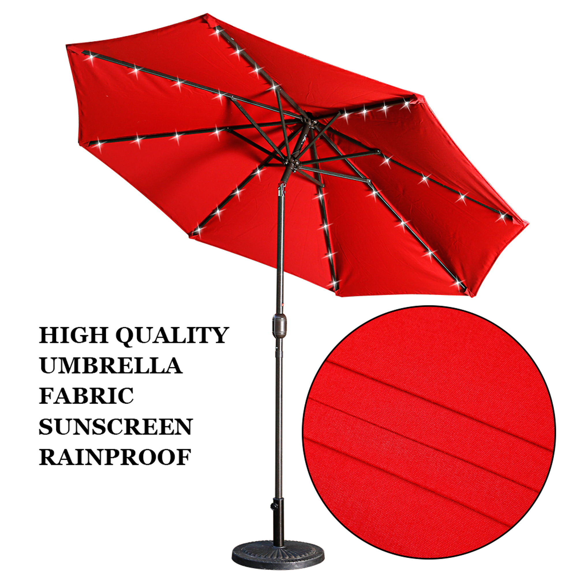 Mondawe 9 Ft 32 LED Round Solar Patio Market Umbrella-Mondawe