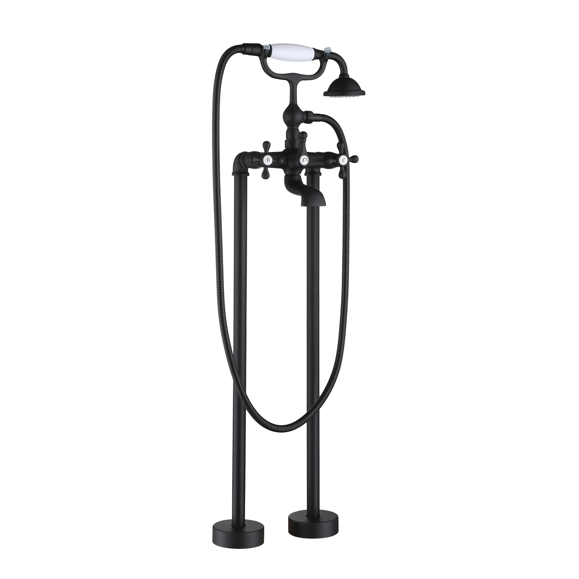 Mondawe 3-Handle Traditional Freestanding Bathtub Faucet(Matte Black)-Mondawe