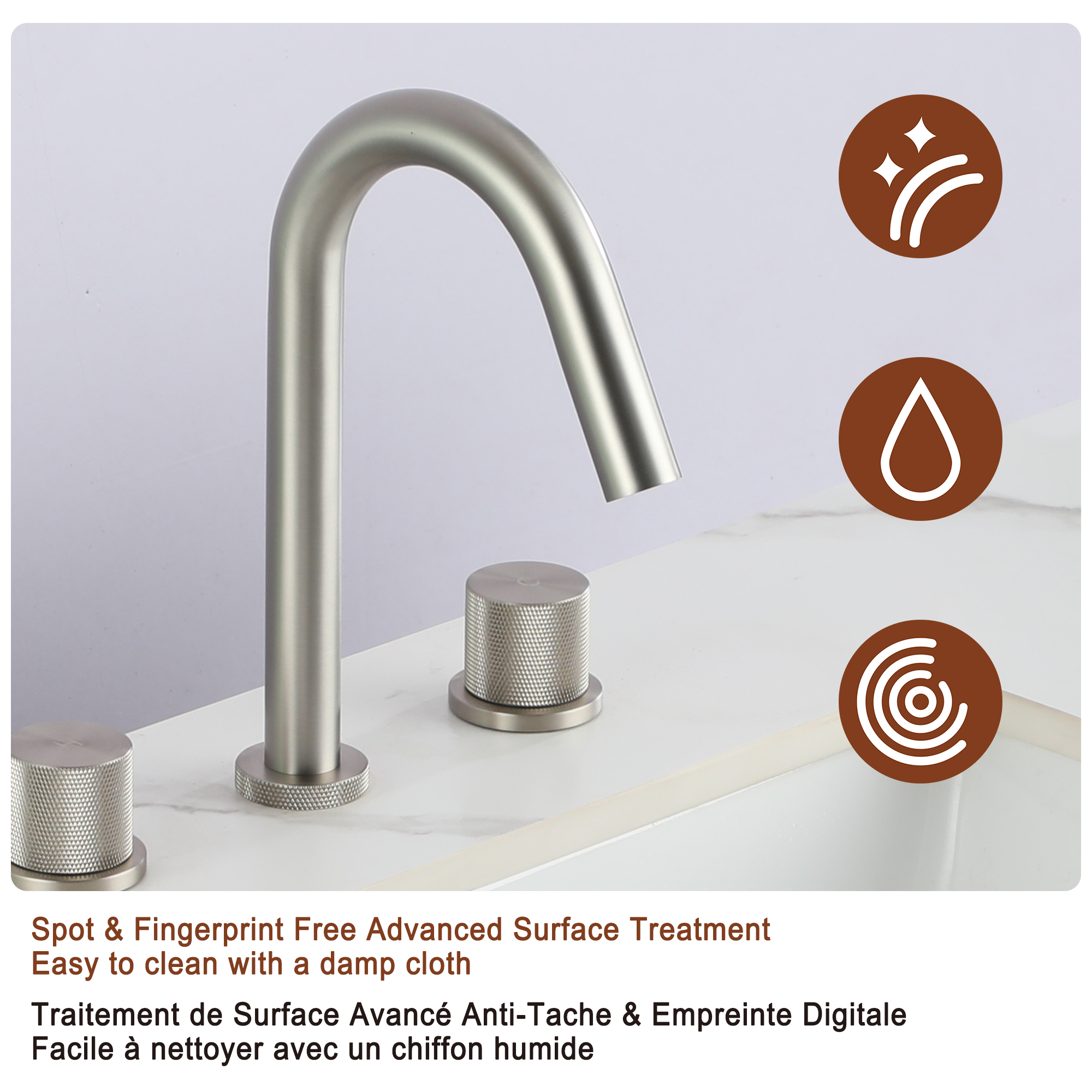 Mondawe 8 in. Widespread Double-Handle Bathroom Faucet in Nickel Brushed/Black/Brushed Gold-Mondawe