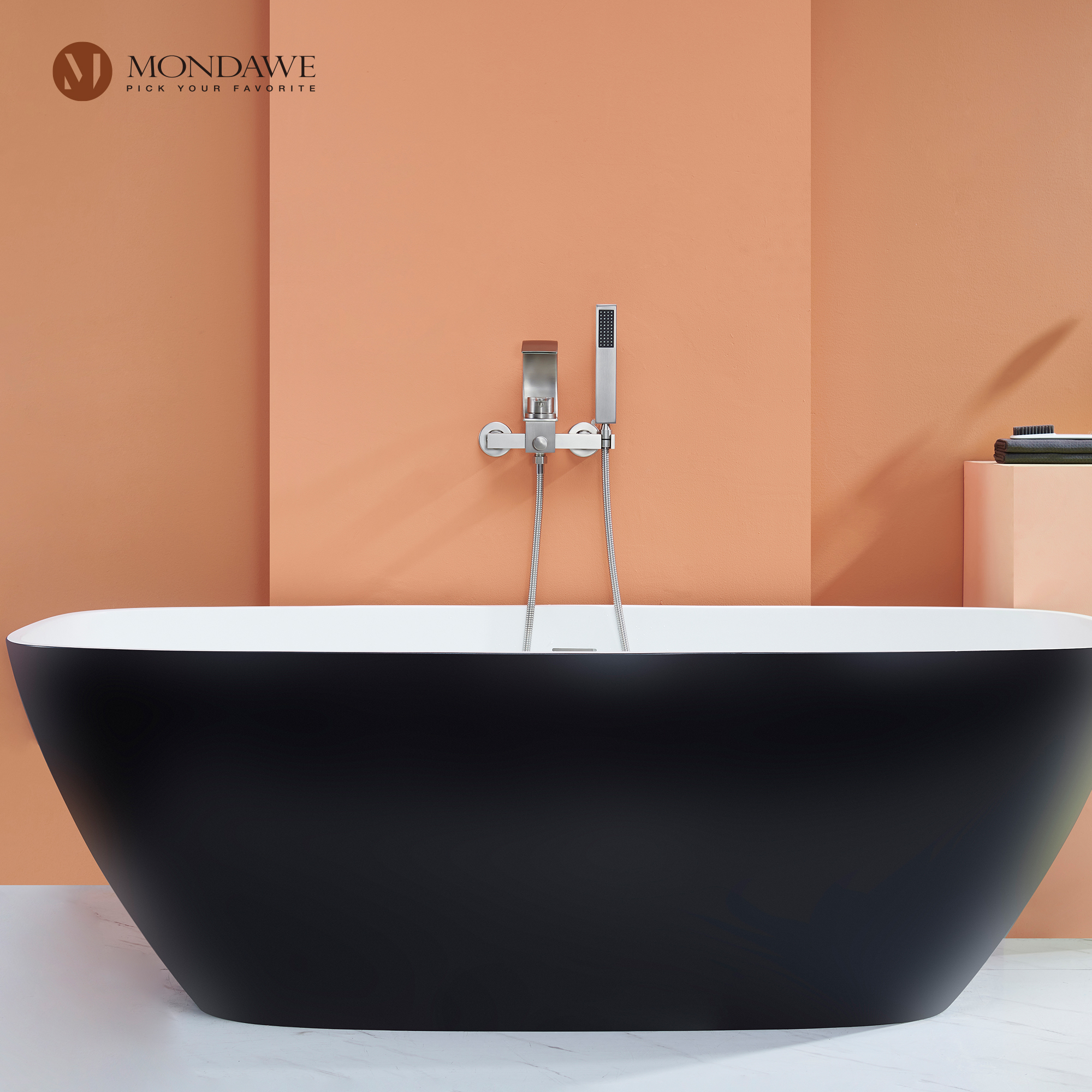 Mondawe Single Handle Shower Tub Kit with Waterfall Tub Spout and Handheld Shower Faucet, Wall Mounted-Mondawe