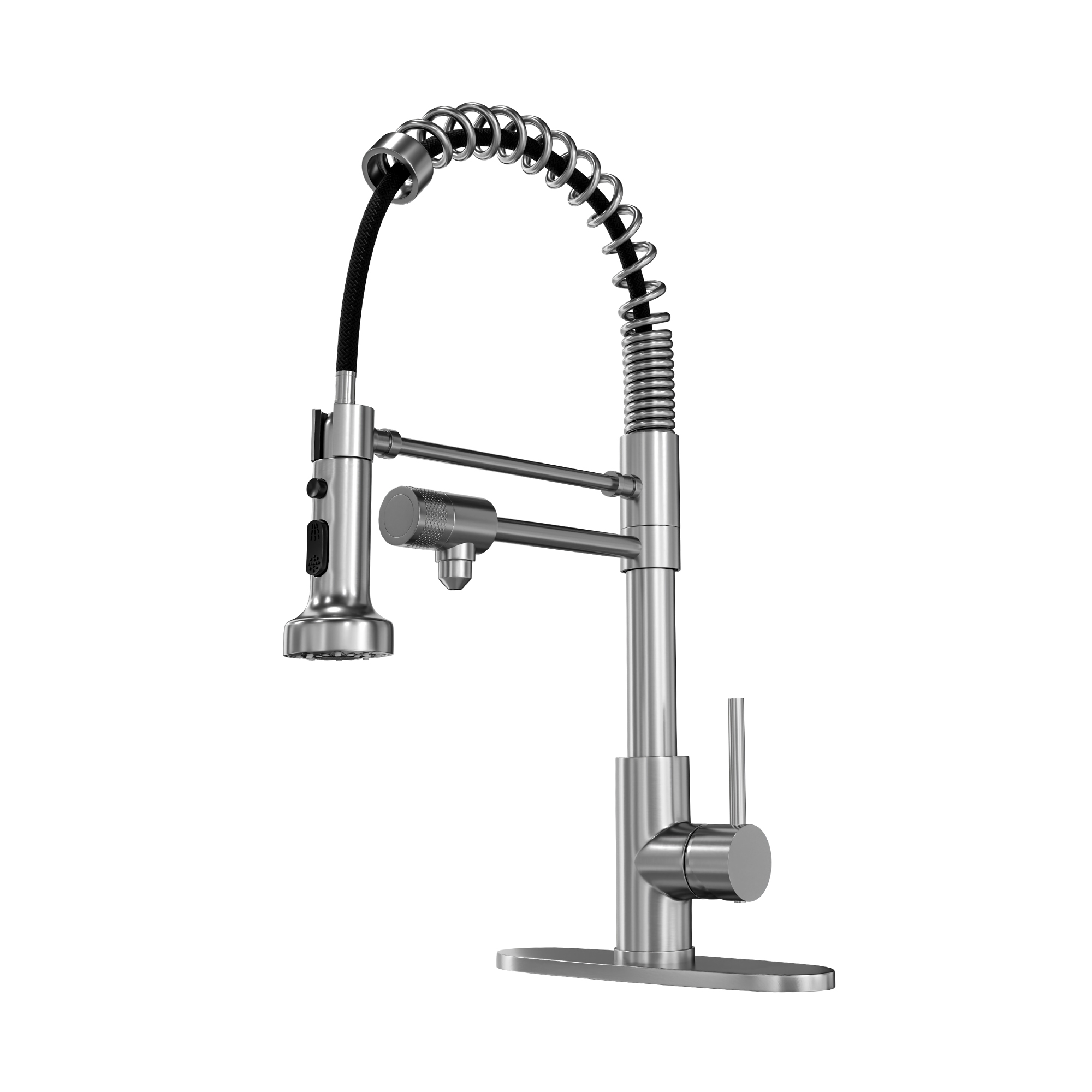 Mondawe 1.8 gpm Lead-Free Copper Brass Single Handle Pull Down Kitchen Faucet for Bar Laundry Kitchen Sink-Mondawe