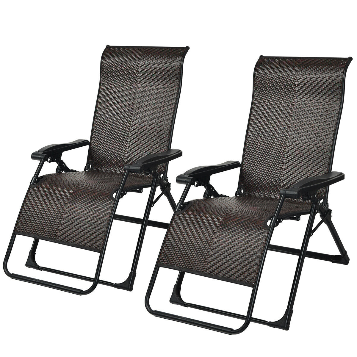 Mondawe 2PCS Patio Rattan Zero Gravity Lounge Chair-Mondawe