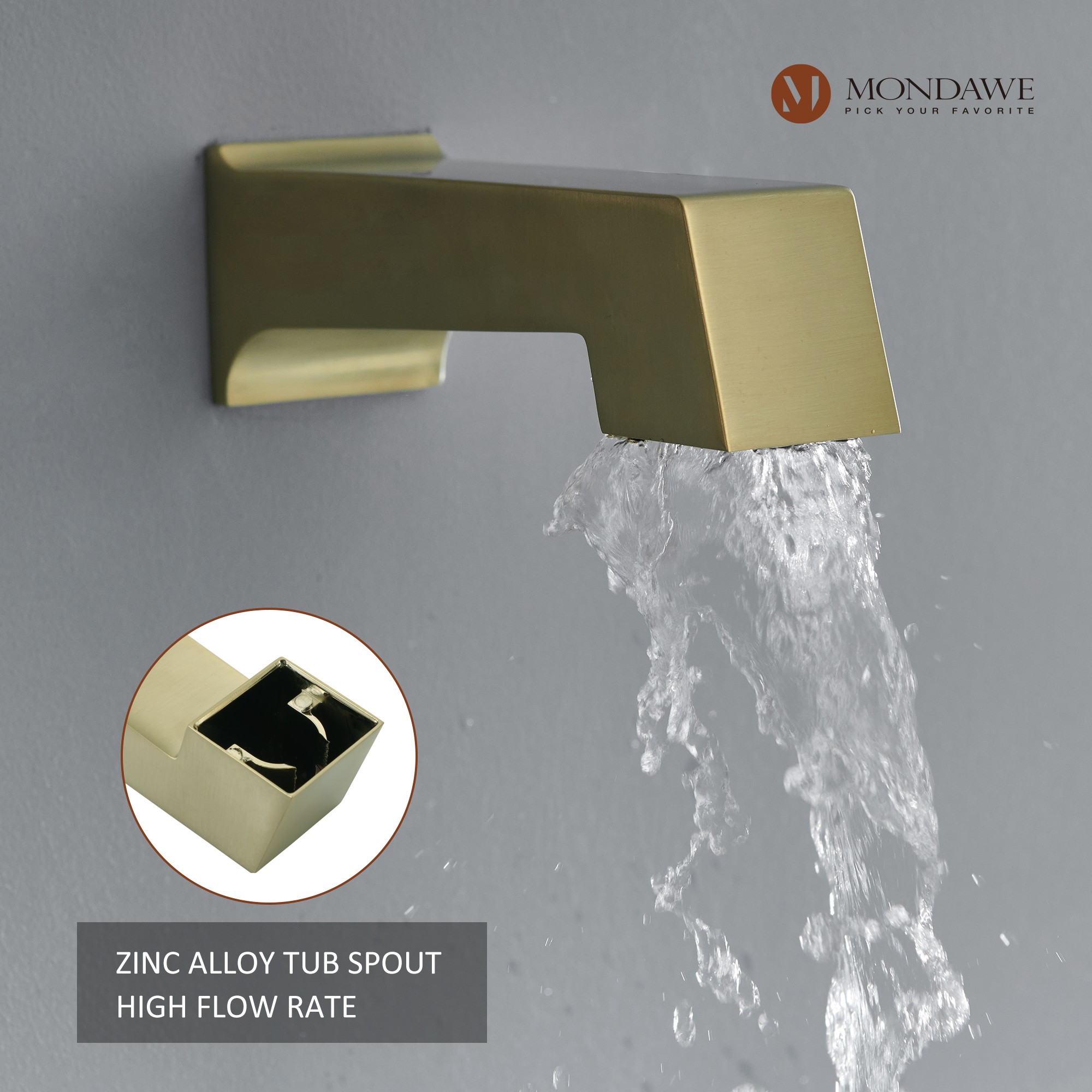 Mondawe Three function Pressure Balance Shower Set with 10 in Shower Head(5 color, Valve Included)-Mondawe