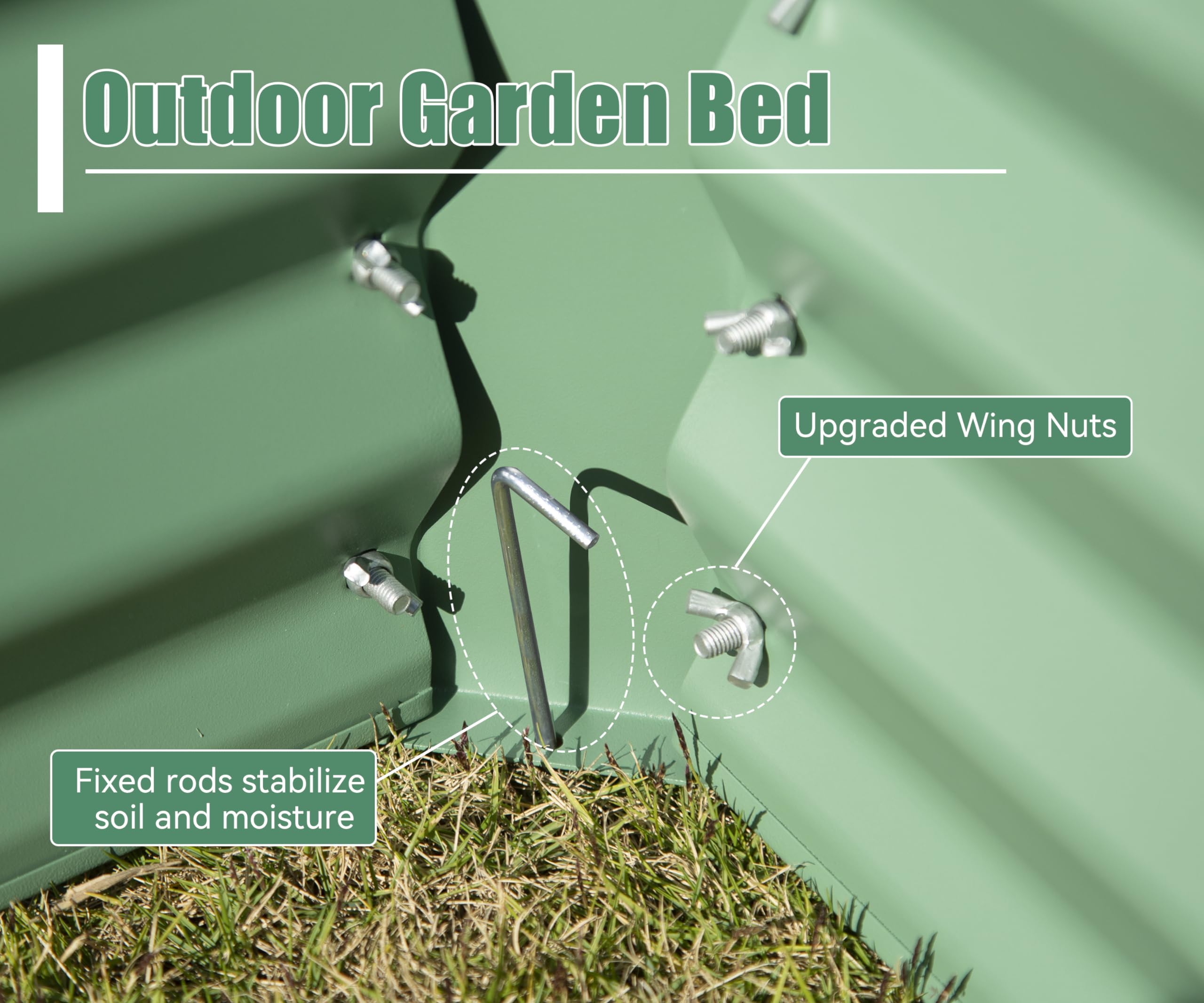 8x4x1.5 ft Galvanized Raised Garden Bed, Outdoor Planter Garden Boxes Large Metal Planter Box for Gardening Vegetables Fruits Flowers, Silver/Green/Gray