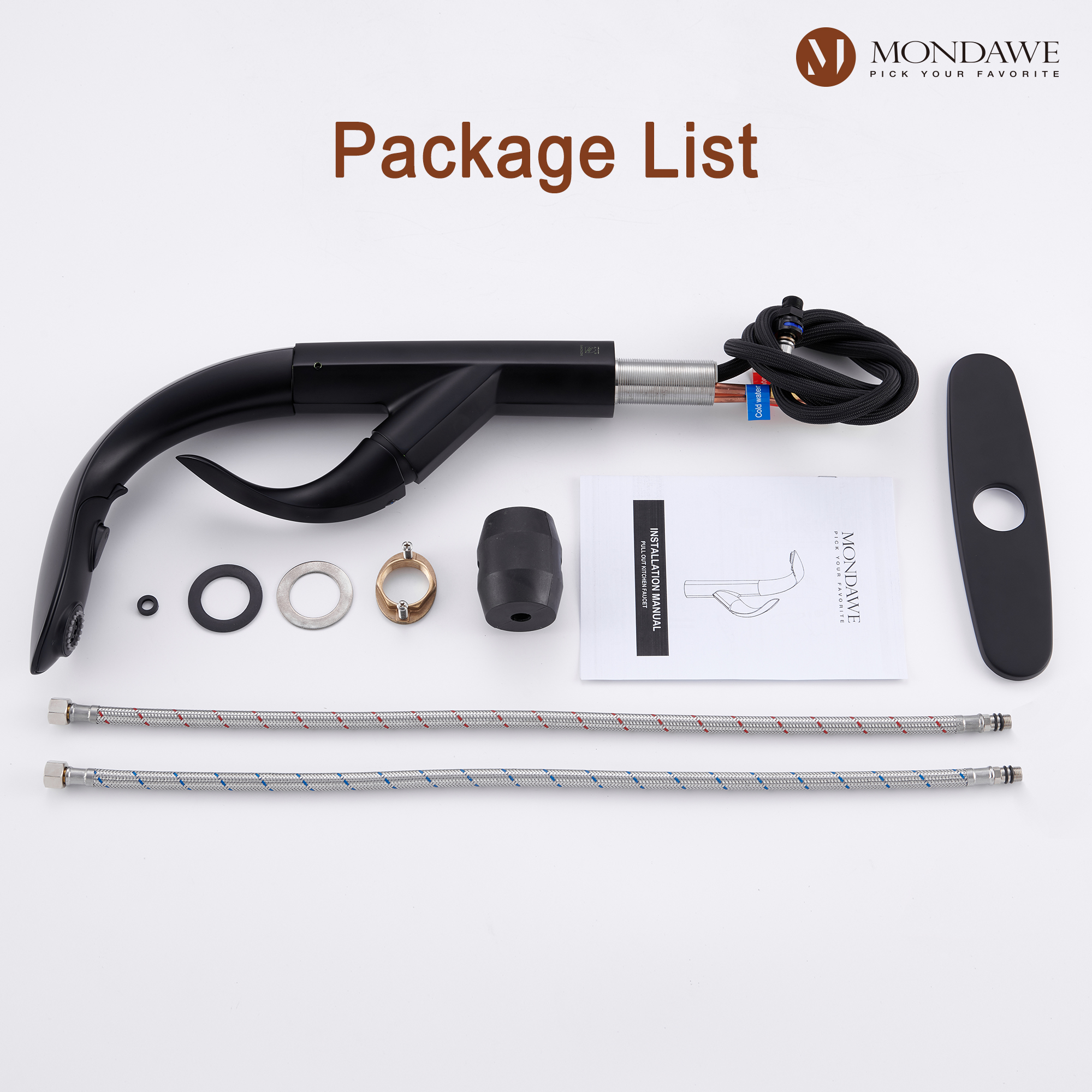 Mondawe 3-FunctionTulip High Arc Pull Down Single Handle Deck Mount Best Kitchen Faucets 2022-Mondawe