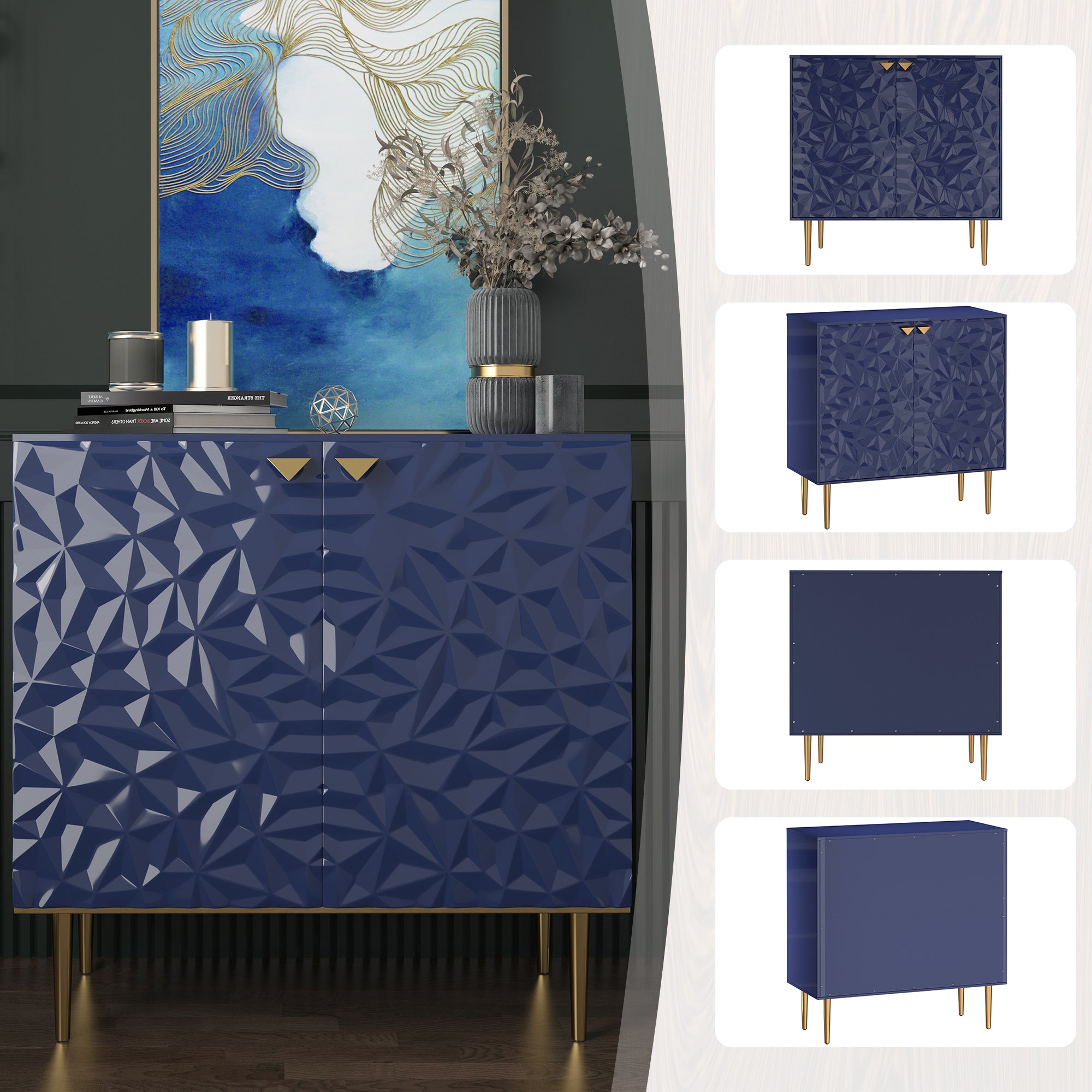 Boyel Living 2 Door Cabinet With Elegant Raised Diamond Pattern