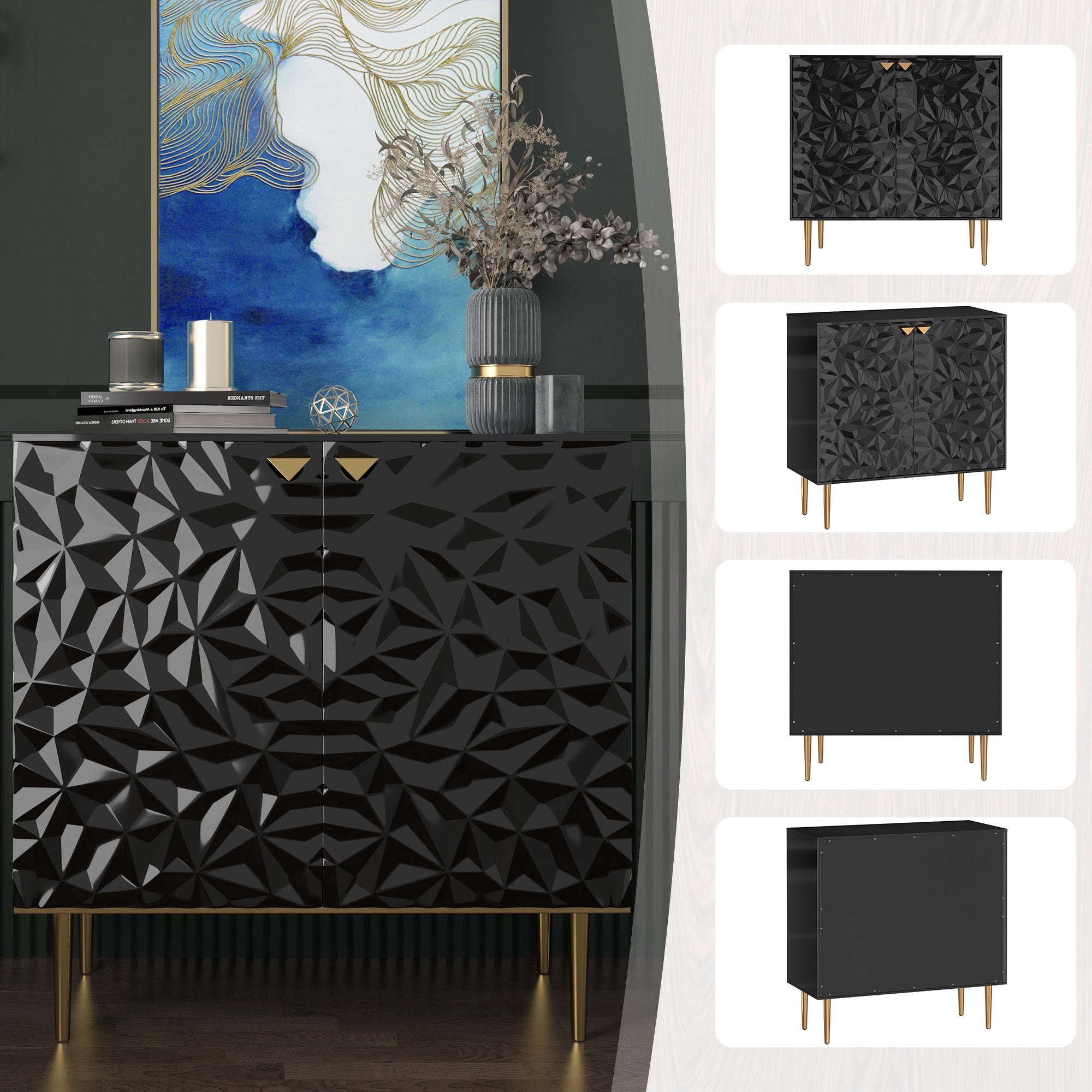 Boyel Living 2 Door Cabinet With Elegant Raised Diamond Pattern