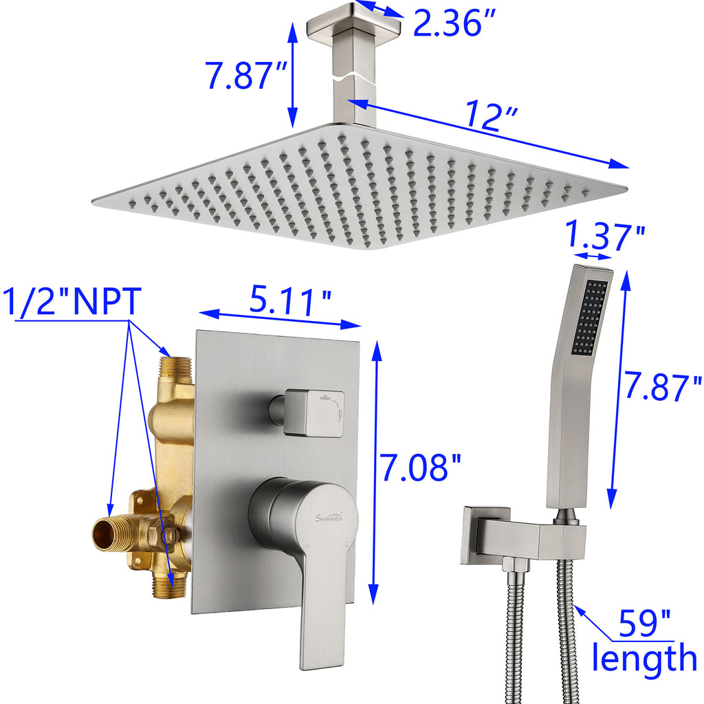 dual shower head system with handheld dimensions
