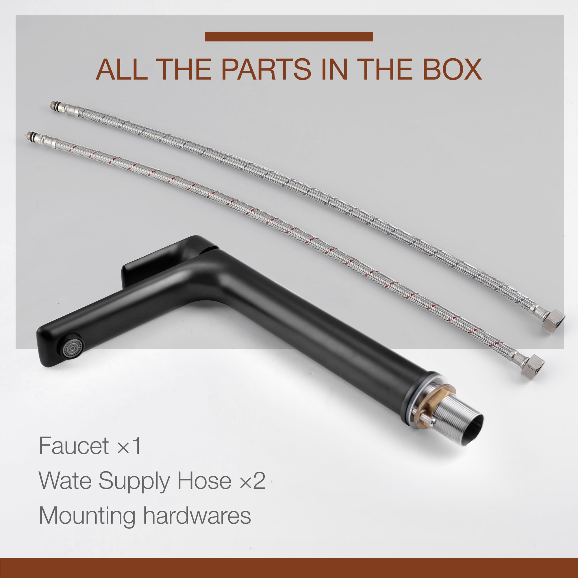 Mondawe Single Hole Modern Bathroom Faucet in Black/Gold-Mondawe