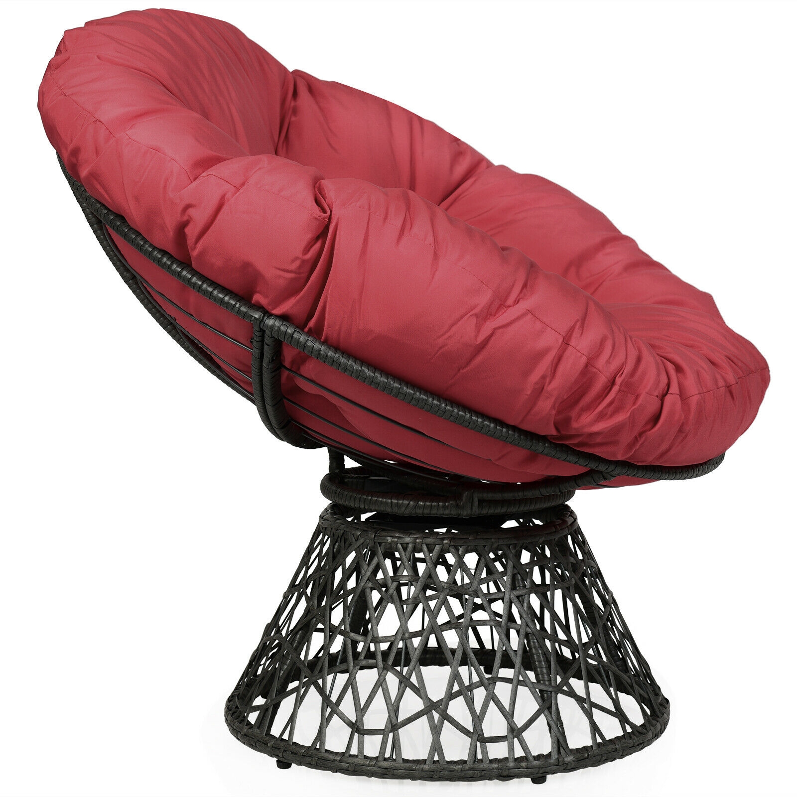 Mondawe Rattan Papasan Chair Ergonomic 360-degree Swivel Soft Cushion Garden-Mondawe