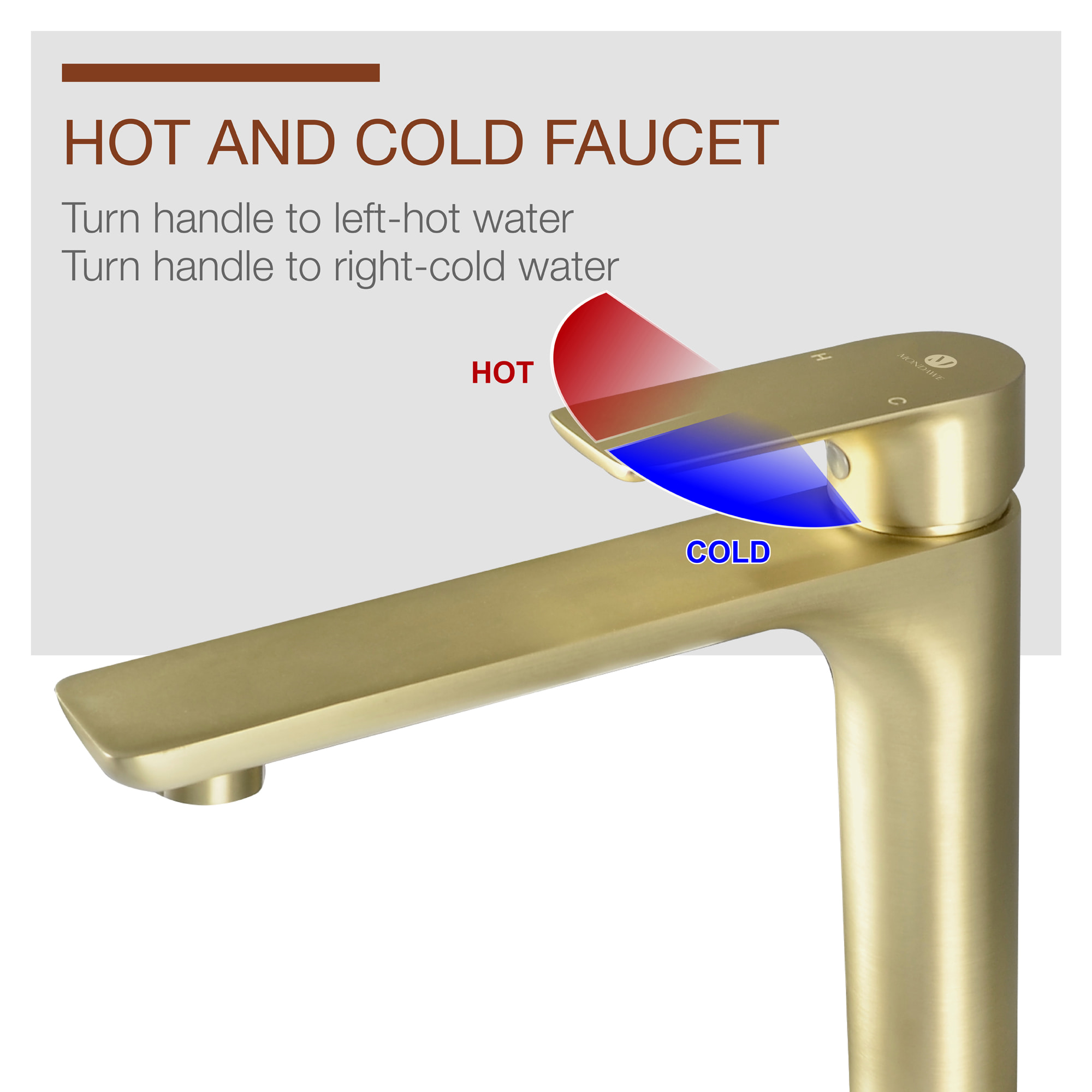 Mondawe Single Hole Modern Bathroom Faucet in Black/Gold-Mondawe