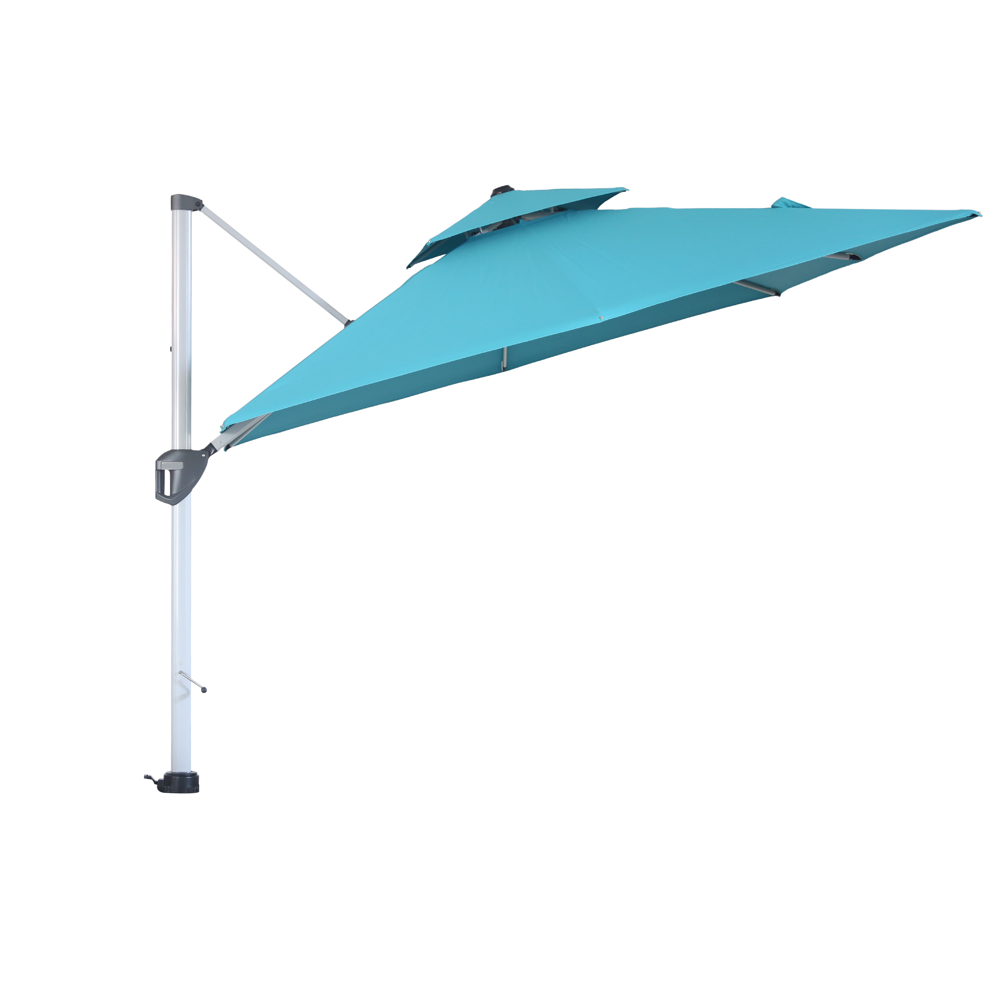 10/11ft Square Cantilever Patio Umbrella with 5 Adjustable Angles, Outdoor Sunshade with Base for Deck, Garden, or Pool